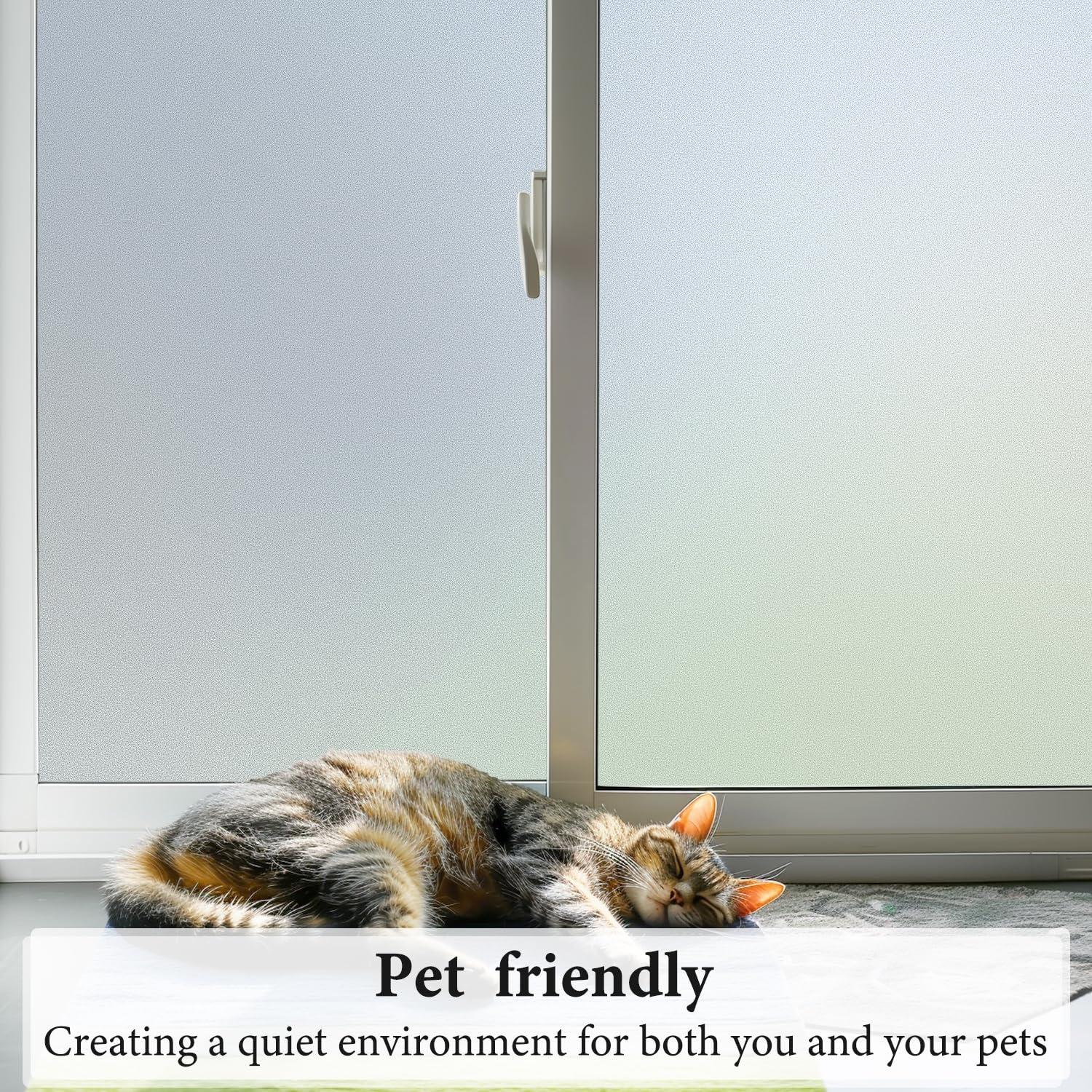 DUOFIRE DUOFIRE Privacy Window Film Natural Frosted Glass Film Static Cling Glass Film No Glue Anti-UV Window Sticker Non Adhesive for Privacy Office Meeting Room Bathroom Living Room 47.2in. x 157.4in. S001