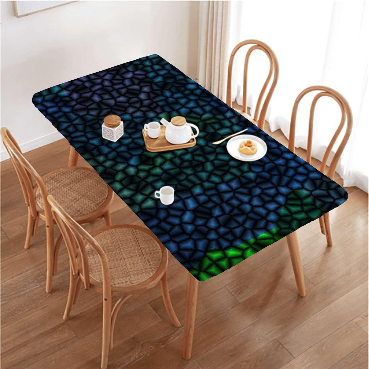 OOzie OOzie Green Blue Fitted Tablecloth Cover, Alligator Skin Pattern Luxury Lifestyle Tablecloth Fitted Rectangle Elastic Edged Table Cover Waterproof Fabric,for 4 Foot Tables Abstract