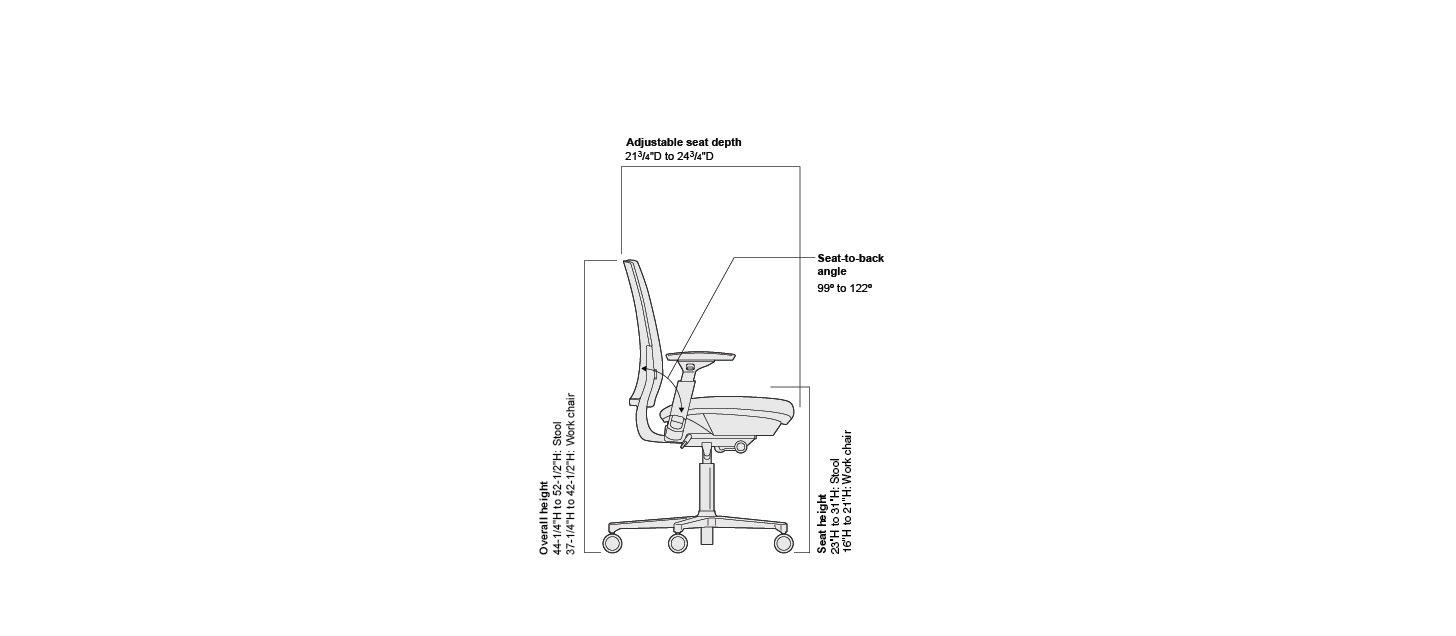 Steelcase Steelcase Amia Task Chair: Black Frame/Base - 4 Way Adjustable Arms - Hard Floor Casters