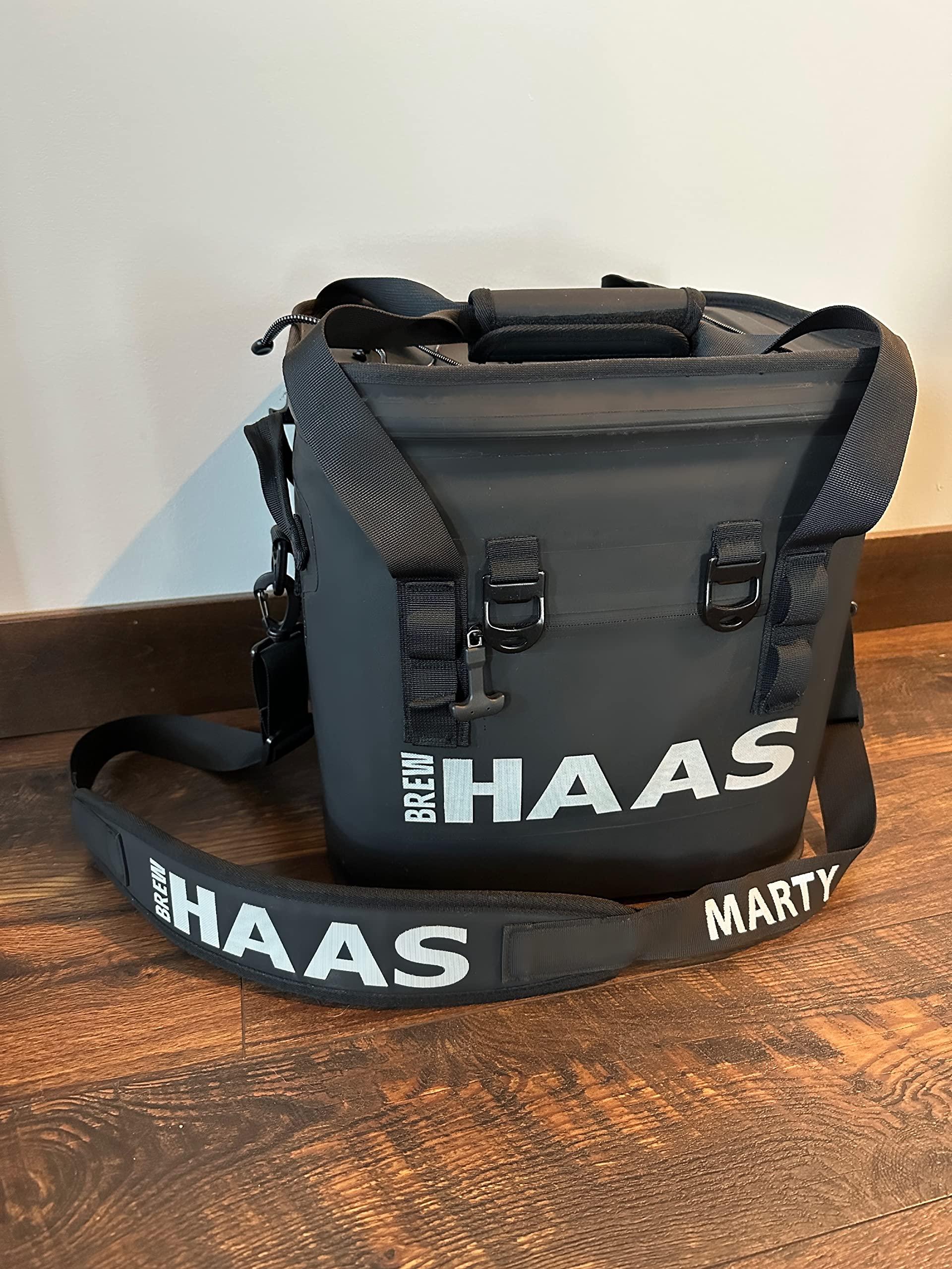 BREW HAAS BREW HAAS Personalized/Customized Soft Sided Cooler Bag, Matte Black, Leak Proof Zipper, Insulated, Waterproof, Keeps Items Cold for 24+ Hours for Groomsmen, Birthday gifts