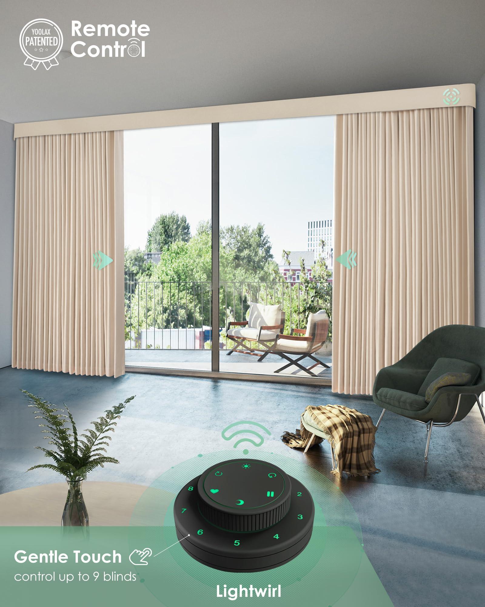 Yoolax Yoolax Smart Retractable Curtain Compatible with Alexa and Google Home, Motorized Curtain Hardwired with Remote Customized Size (Champagne)