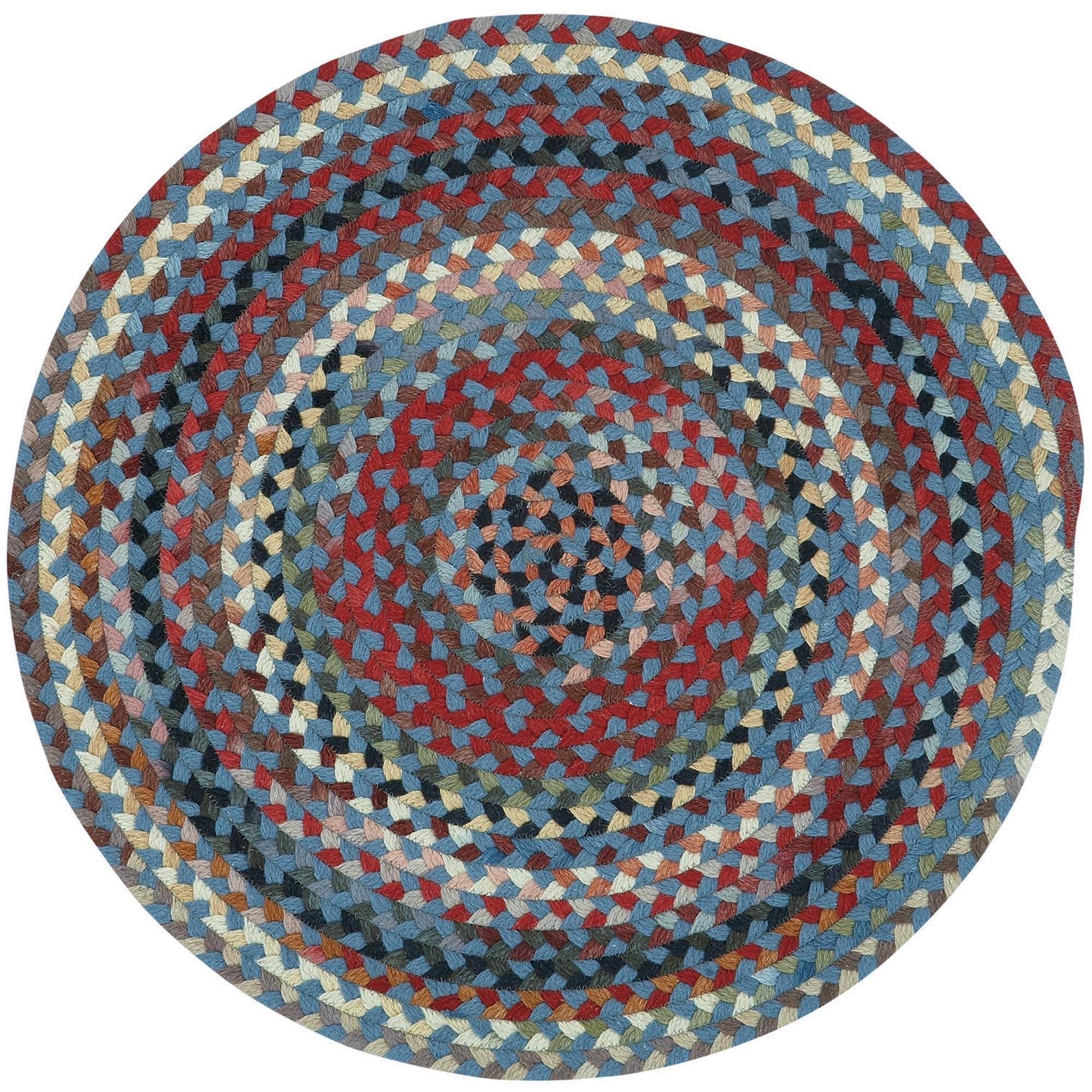Capel Capel Rugs St. Johnsbury Round Braided Area Rug, 36", Medium Blue
