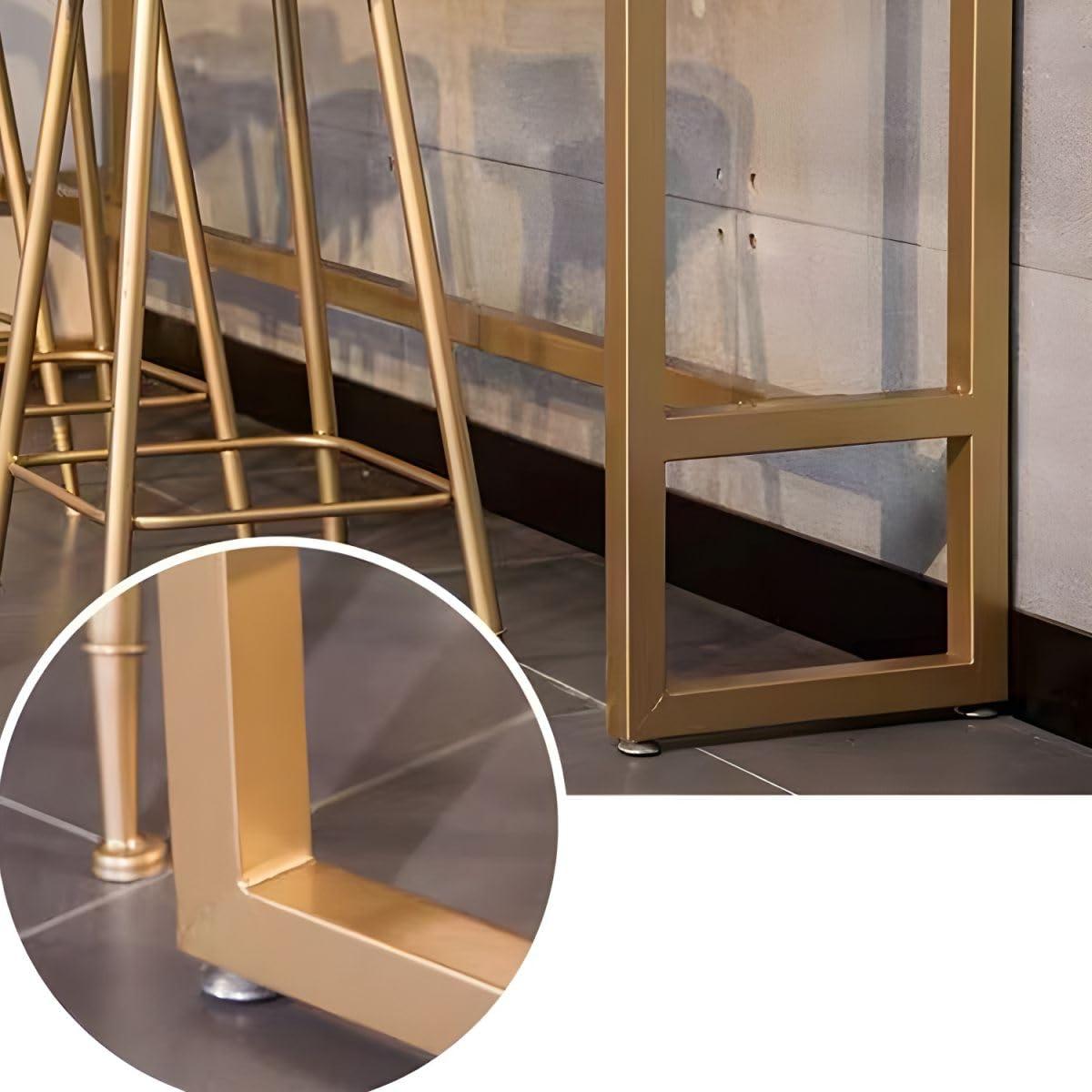 KWOKING KWOKING Indoor Glam Bar Dining Table White Marble Rectangle Counter Table - Without Chairs Rock Slab Marble Bar Table Against The Wall Partition Balcony Long Wine Table Gold 63" L x 15.7" W x 41.3" H