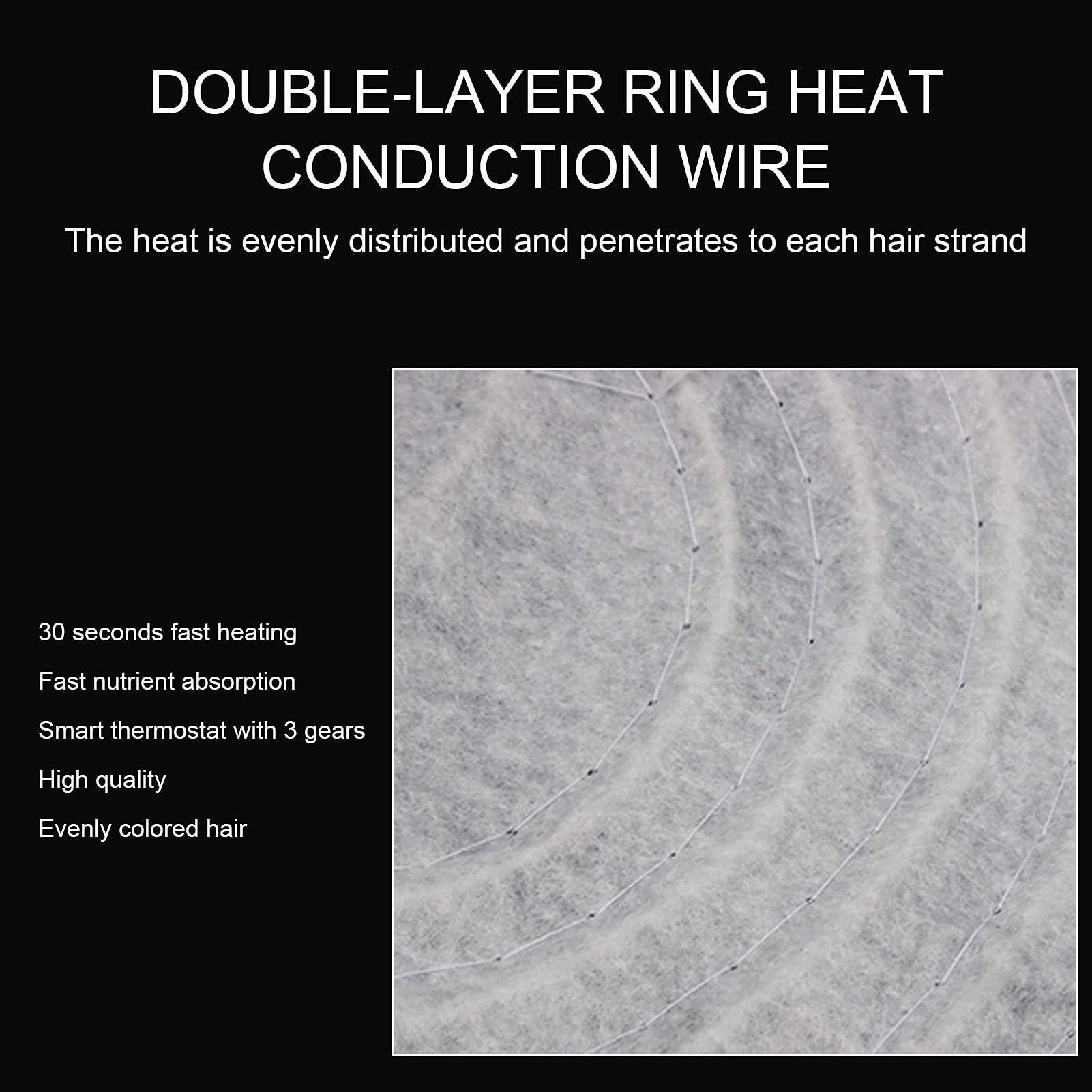 HEITIGN HEITIGN Hair Steamer Heat Cap for Deep Conditioning Adjustable Hair Care Heating Cap with Intelligent Protection 3 Speed Hair Steamer Cap Salon Hair Hat Great Detachable Hair Care Tool (US Plug 110V)