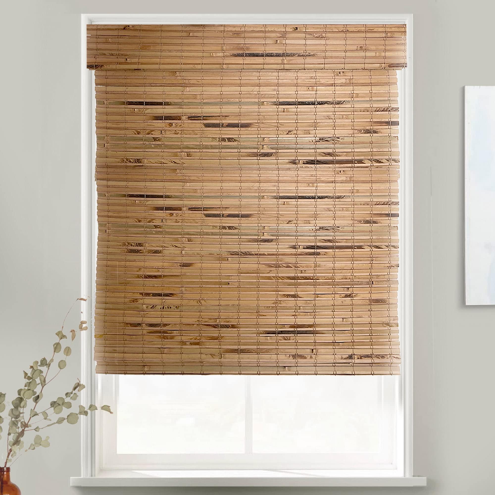 Mood MOOD Custom Bamboo Shades | Natural | Cordless Bamboo Roman Shades for Windows and Doors (Natural Woven) | Natural Cedar (Great Privacy) | 61" W X 72" H