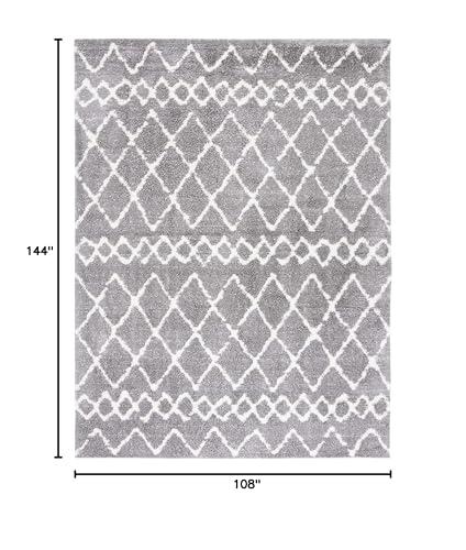 Safavieh SAFAVIEH Berber Shag Collection Area Rug - 9' x 12', Grey & Ivory, Moroccan Design, Non-Shedding & Easy Care, 1.2-inch Thick Ideal for High Traffic Areas in Living Room, Bedroom (BER194F)