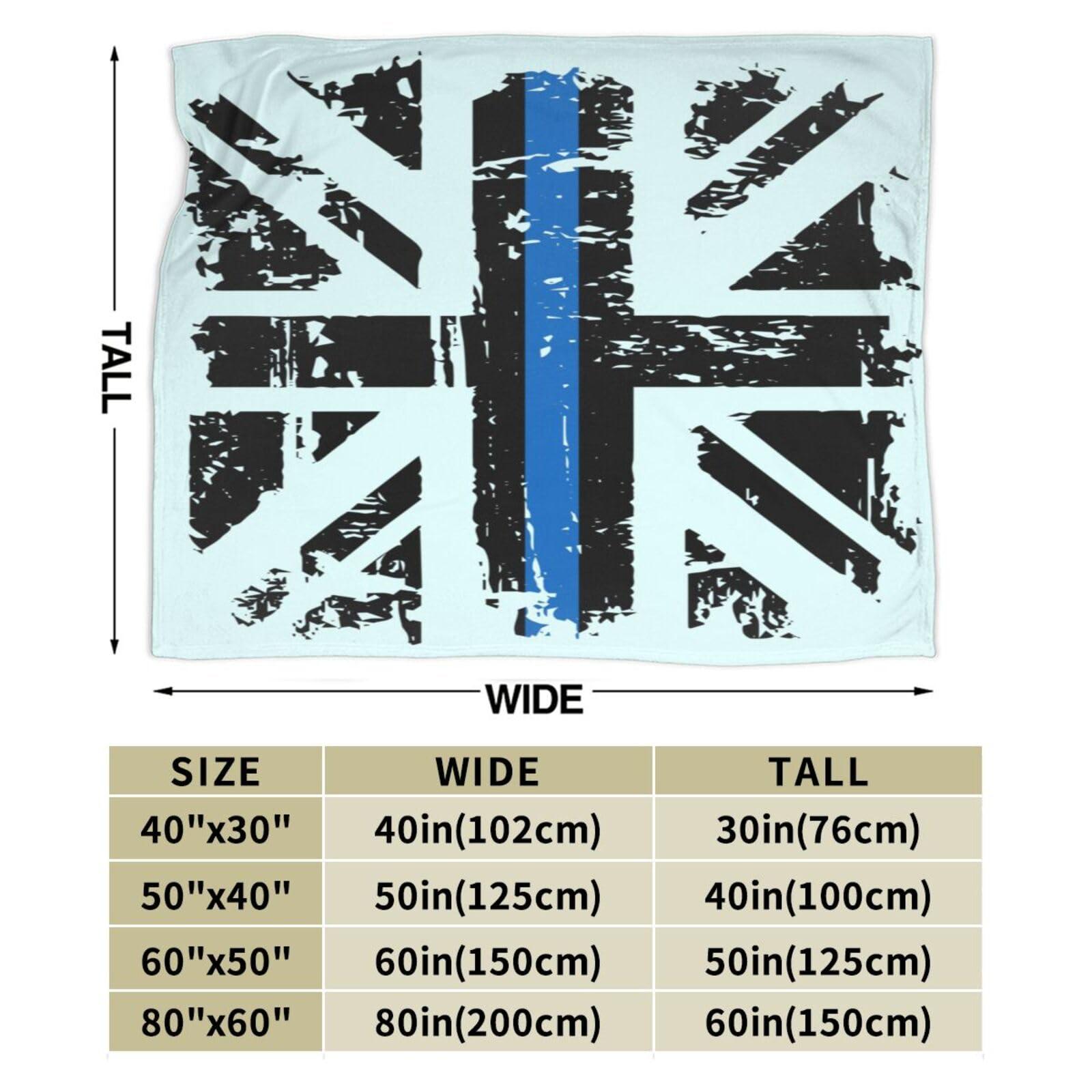 BASTU Thin Blue Line Fire Brigade Union Jack UK Flag Throw Blanket for Men Women Couch Bed Sofa Throw Blanket 60\"x50\" Blankets