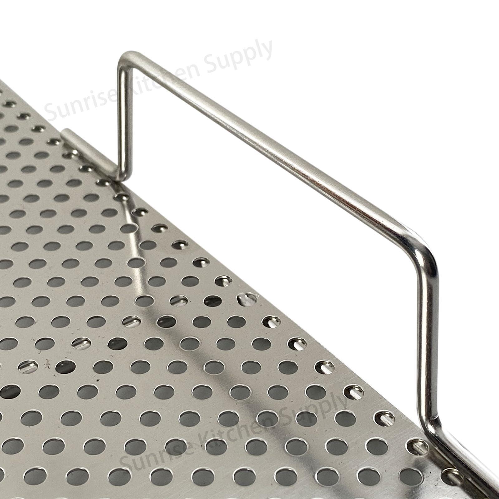 Sunrise Kitchen Supply Sunrise Stainless Steel Fryer Screen with Handles (Solid Screen) (1, 17.5\" x 17.5\" x 2\")