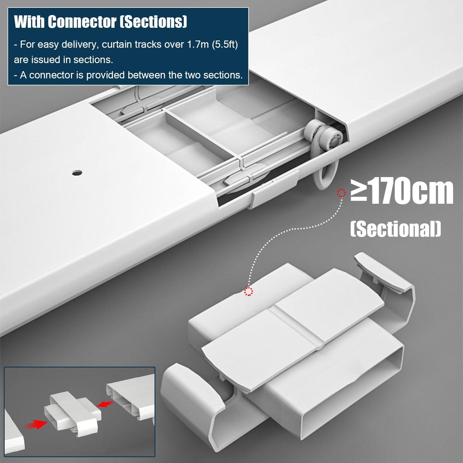 LSMKKA Track for Curtains on Ceiling, Bedroom Office Hospital Curtain Tracking System Ceiling Mount Drapes Rod/ Bars/ Double Rail 16 63 102 118 252 440 600 Inches Metal Room Dividers White ( Color : White ,