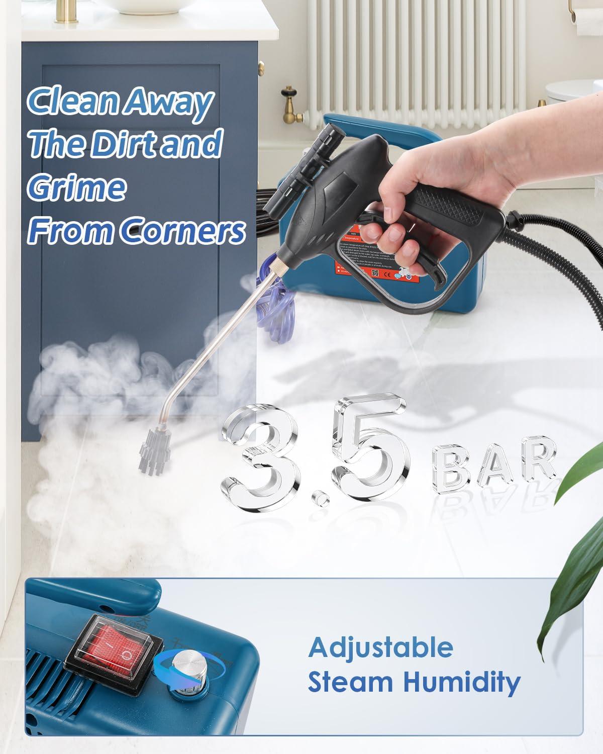 Hapyvergo Hapyvergo High Pressure Steam Cleaner - 1700W Handheld Steamer for Cleaning Grout Tile, Hand Held Portable Steam Pressure Washer for Car Auto 110V