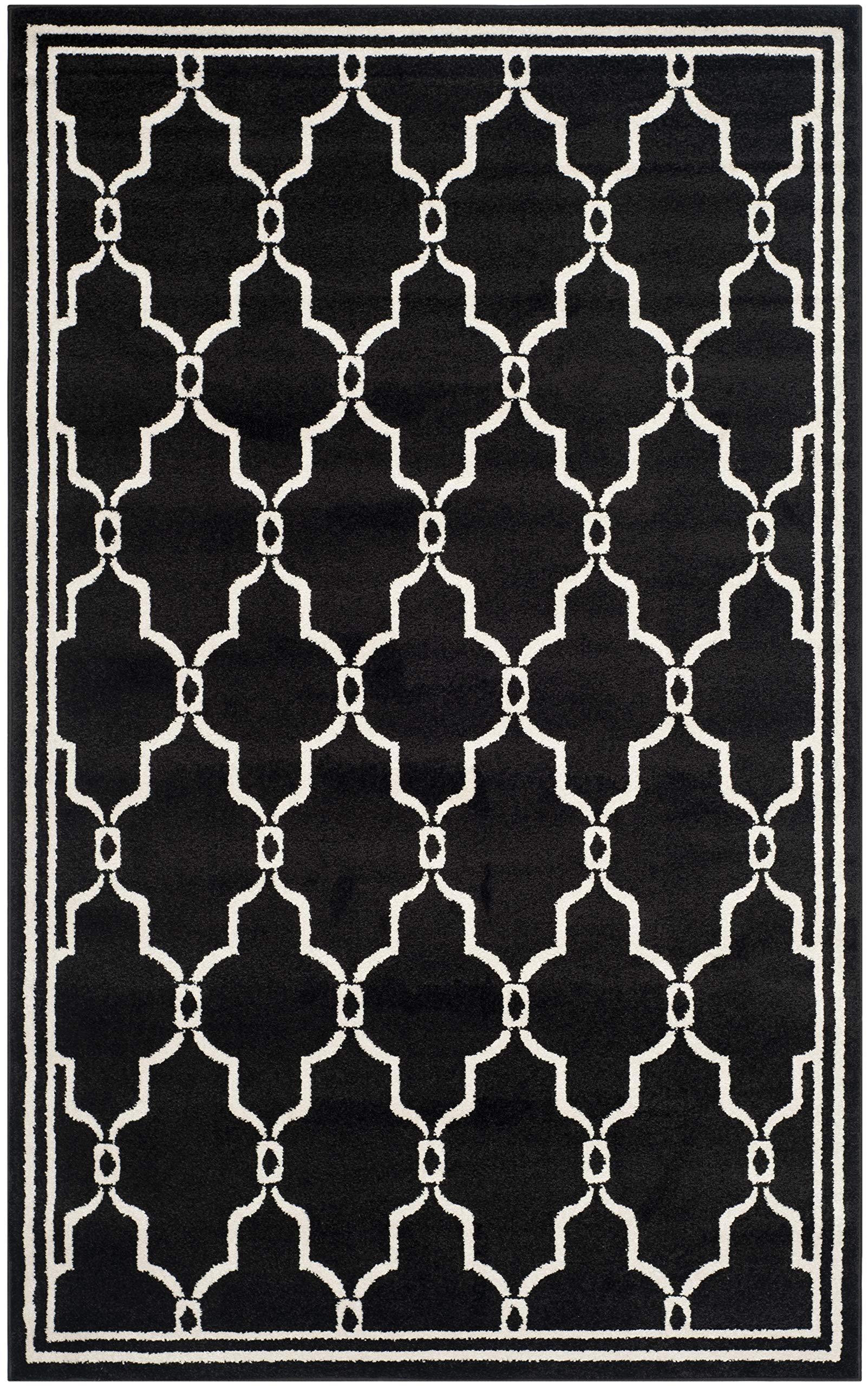 Safavieh SAFAVIEH Amherst Collection Area Rug - 5'3" x 8', Anthracite & Ivory, Trellis Design, Non-Shedding & Easy Care, Ideal for High Traffic Areas in Living Room, Bedroom (AMT414G)