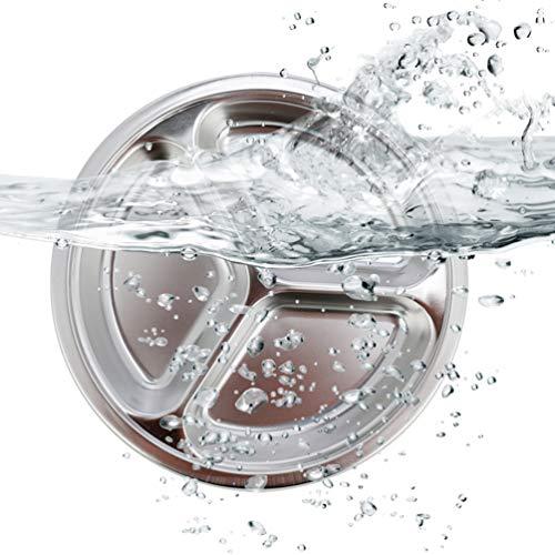 TEERFU TEERFU Stainless Steel Divided Plate Set: 3 Section Set of 2 Serving Trays Great for Camping,Lunch and Dinner Plates