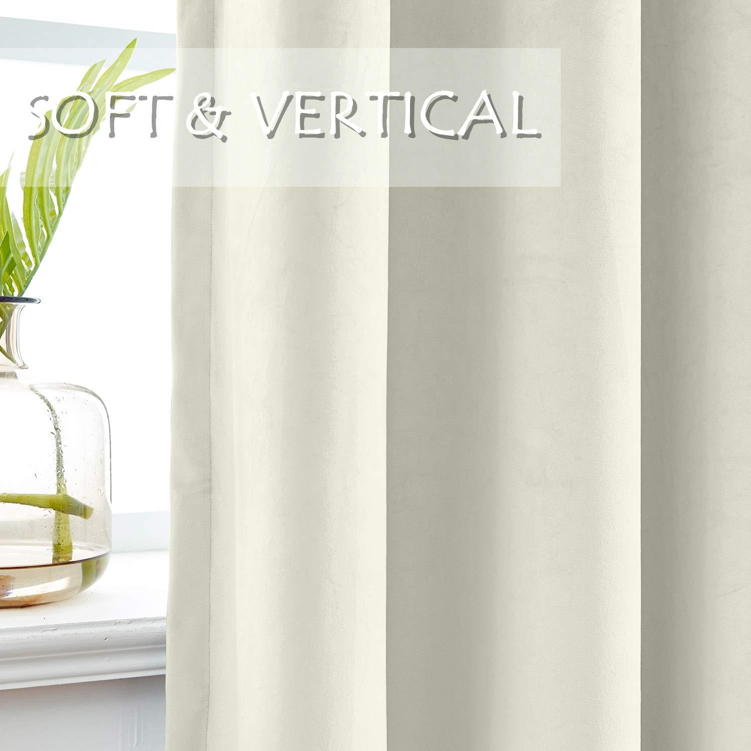 Macochico Macochico Beige Loft Curtains Blackout Extra Long Velvet Curtains for Bedroom Drapes Panels Grommet Top Window Curtains for Hall Guest Room Living Room Bedroom 50W x 192L Inch (1 Panel)