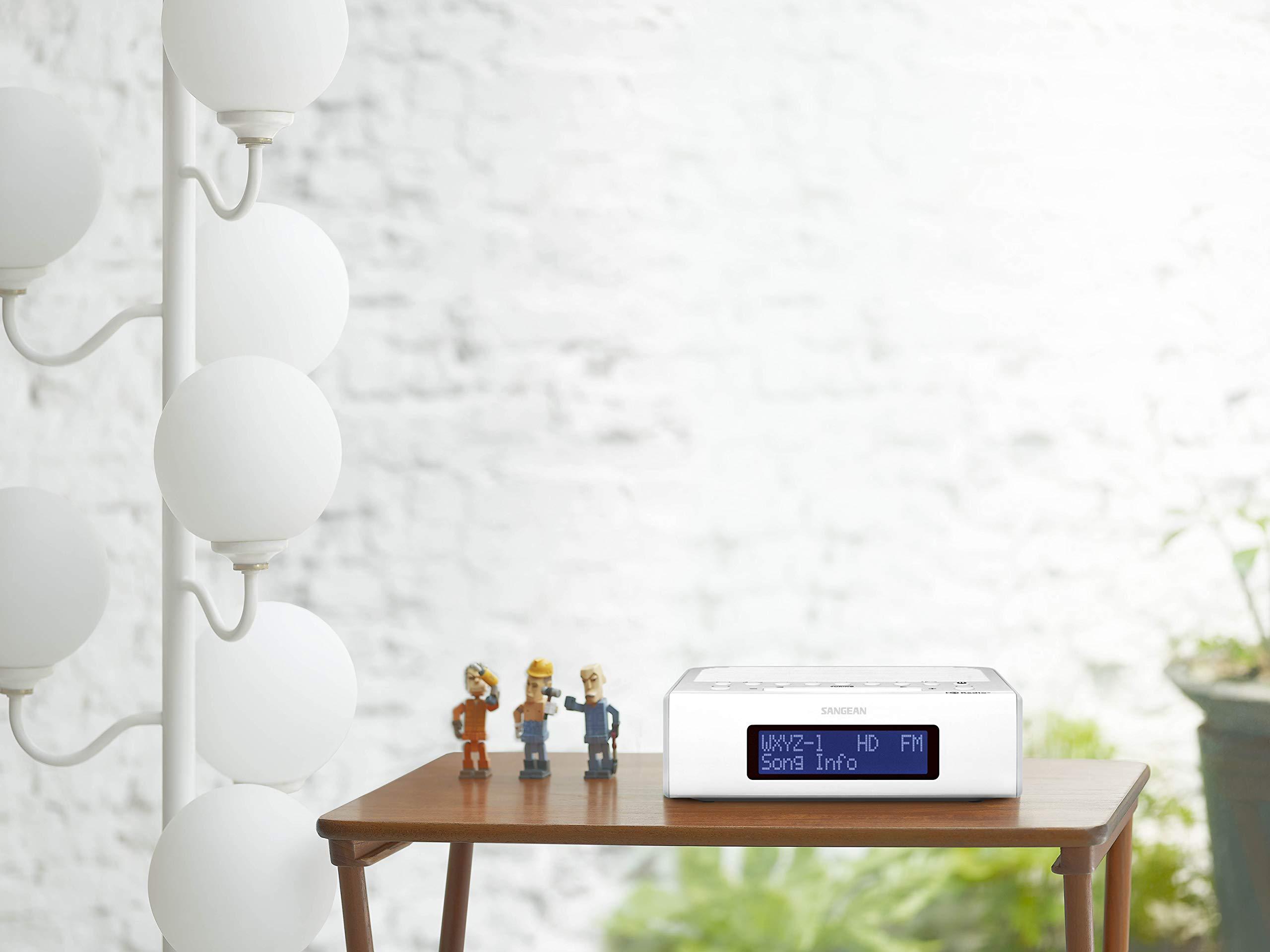 Sangean Sangean HDR-15 AM/FM Digital Tuning Clock Radio with USB Phone Charging, White