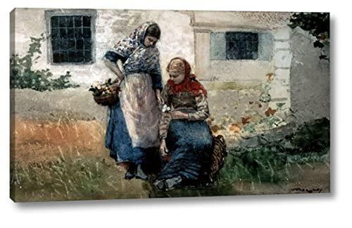 Canvas Art USA Picking Flowers by Winslow Homer - 18\" x 30\" Canvas Art Print Gallery Wrapped - Ready to Hang