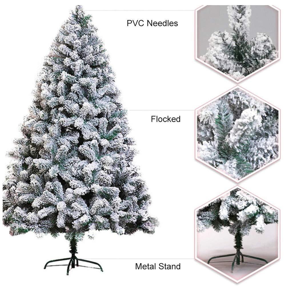 KYTGFH KYTGFH 7Ft Snow Flocked Artificial Christmas Tree, Unlit Artificial Pine Xmas Tree 700 Branch Tips, Easy Assembly, Foldable Metal Stand-7Ft,Green,White,10Ft(300cm)