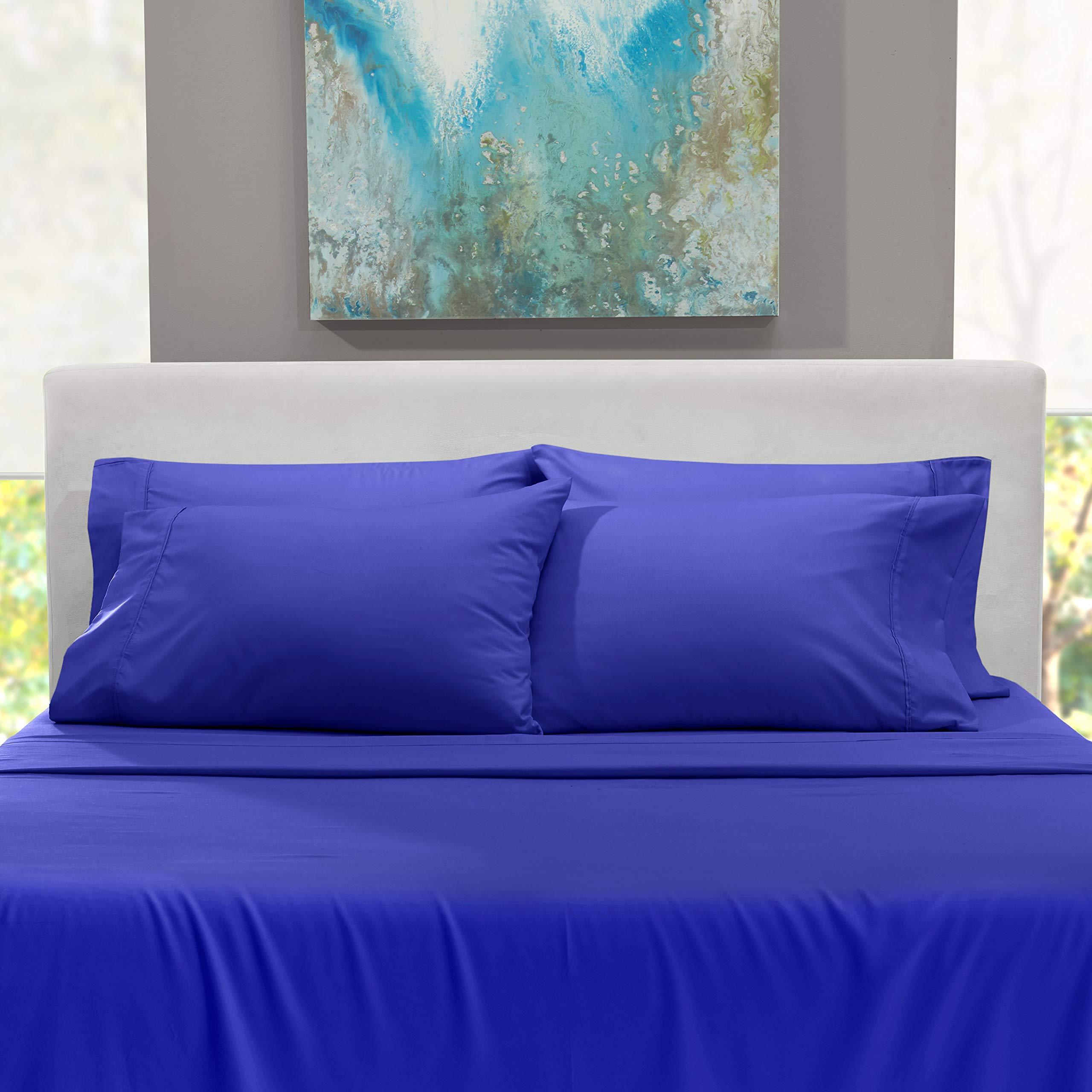 Good Night Bedding King Size Sheet Set - 7 Piece Set - Hotel Luxury Bed Sheets - 21\" Deep Pockets - Easy Fit - 100% Cotton 800 Thread Count Breathable & Cooling Sheets - Royal Blue Bed Sheets - King Sheets