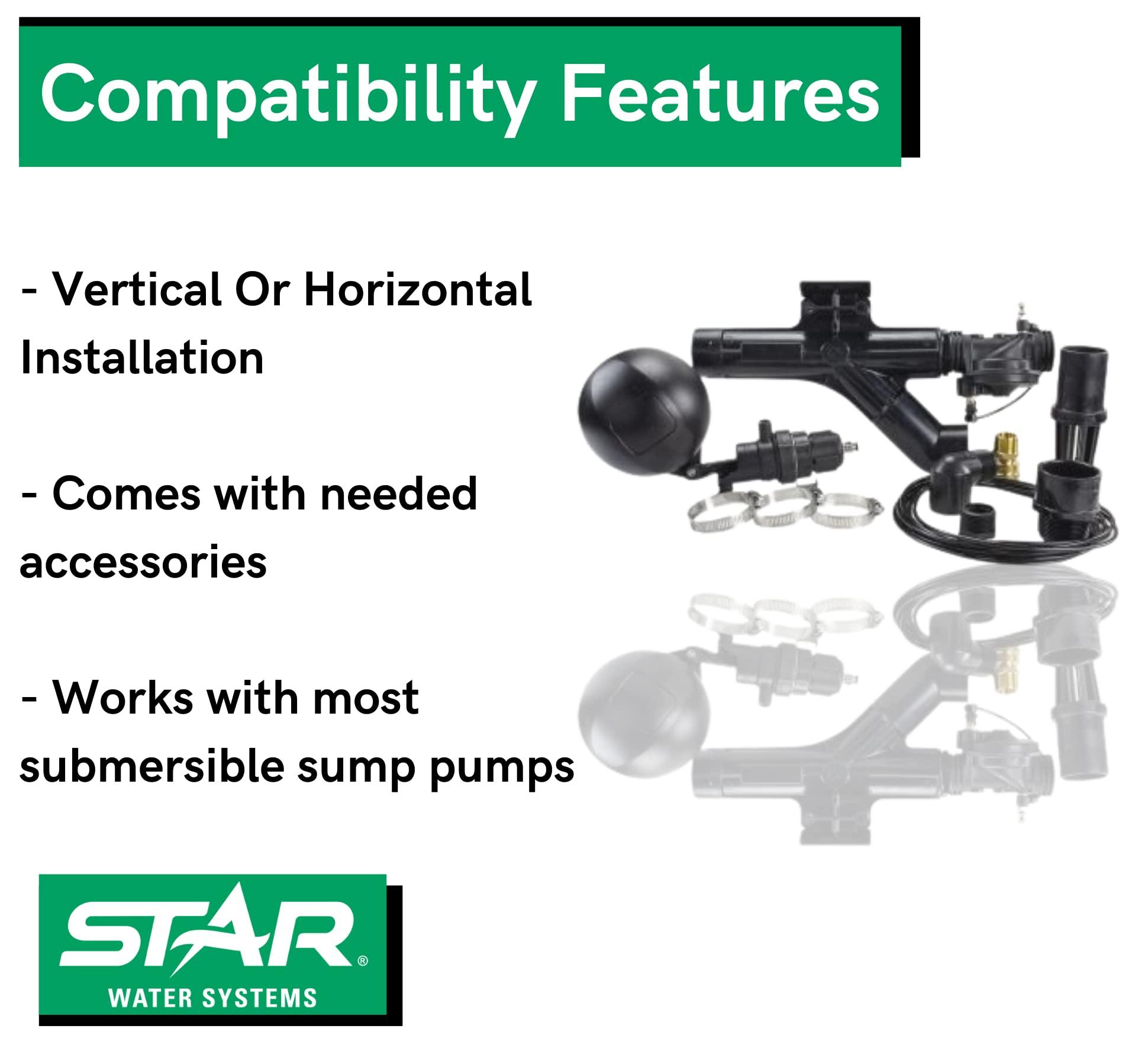 Star Basement Sentry Water Powered Backup Sump Pump System (STWB140) Uses Water Pressure - No Electricity or Batteries Required, Automatically Self Activates in Emergency & Pumps up to 20 GPM