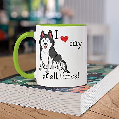 Funlucy Siberian Husky Funny Novelty Mugs I Love My Dogs at All Times Coffee Mug Ceramic Mug Tea Cup Birthday Christmas Mug Gift for Him Her Mother Father, 11 Oz
