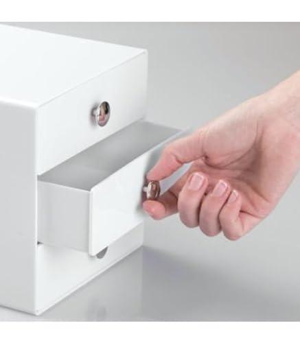 iDesign iDesign 3-Drawer Plastic Vanity Organizer, Compact Storage Organization Drawers Set for Cosmetics, Dental Supplies, Hair Care, Bathroom, Dorm, Desk, Countertop, Office, 6.5" x 6.5" x 6.5", White