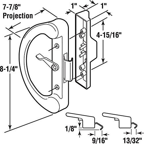 PRIME-LINE Prime-Line C 1222 Diecast Non-Keyed Sliding Glass Door Handle Set, Fits 4-15/16 Inch Hole Spacing, Black (1 Set)