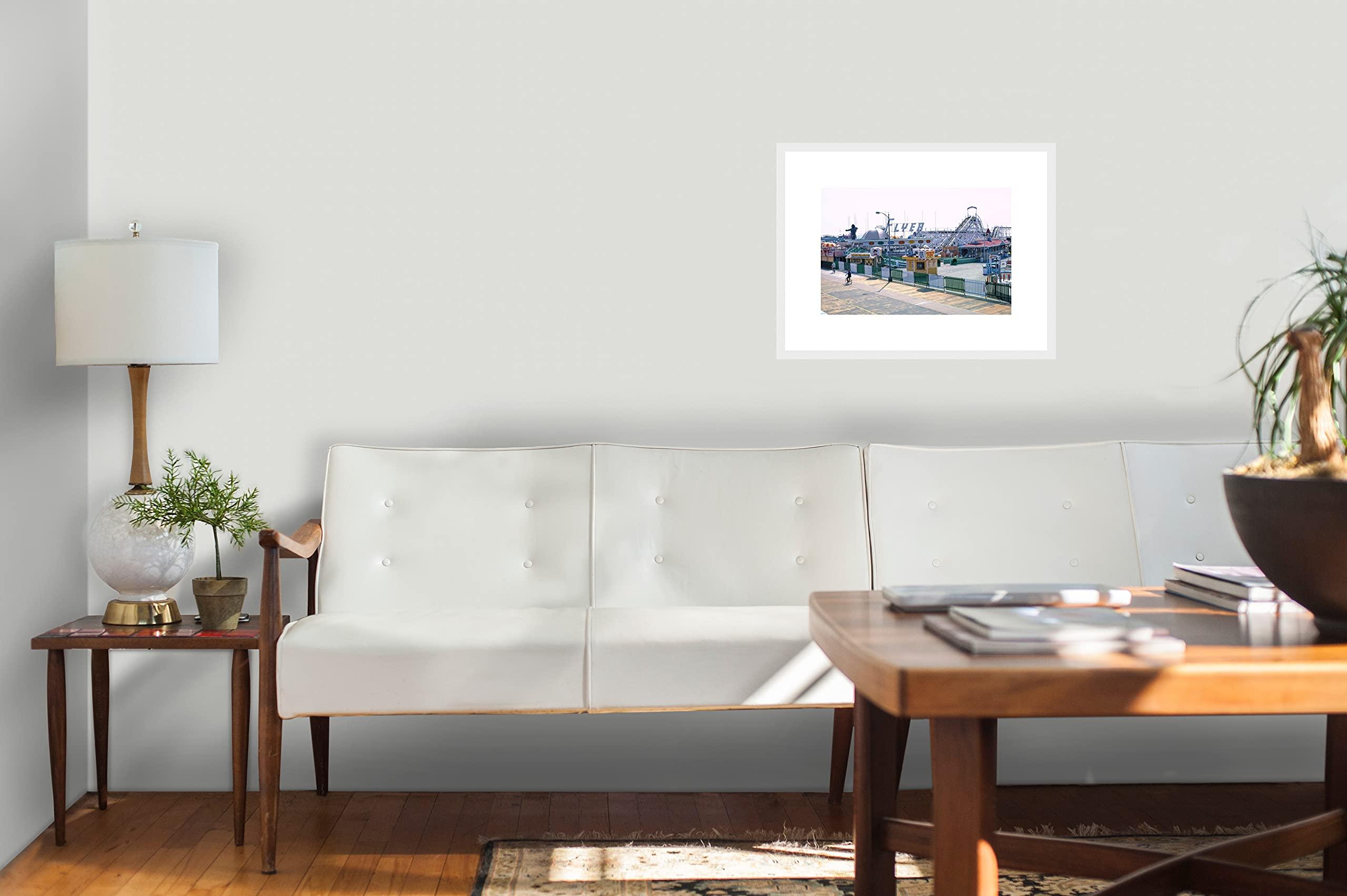 LIVESTOCK LIVESTOCK Vintage Wall Art - Morey\'s Pier in Wildwood Flyer New Jersey by Famed Photographer John Margolies, Americana Wall Decor New Jersey Poster, Walnut frame, 5.5 x 8 print in 9.5 x 12 frame