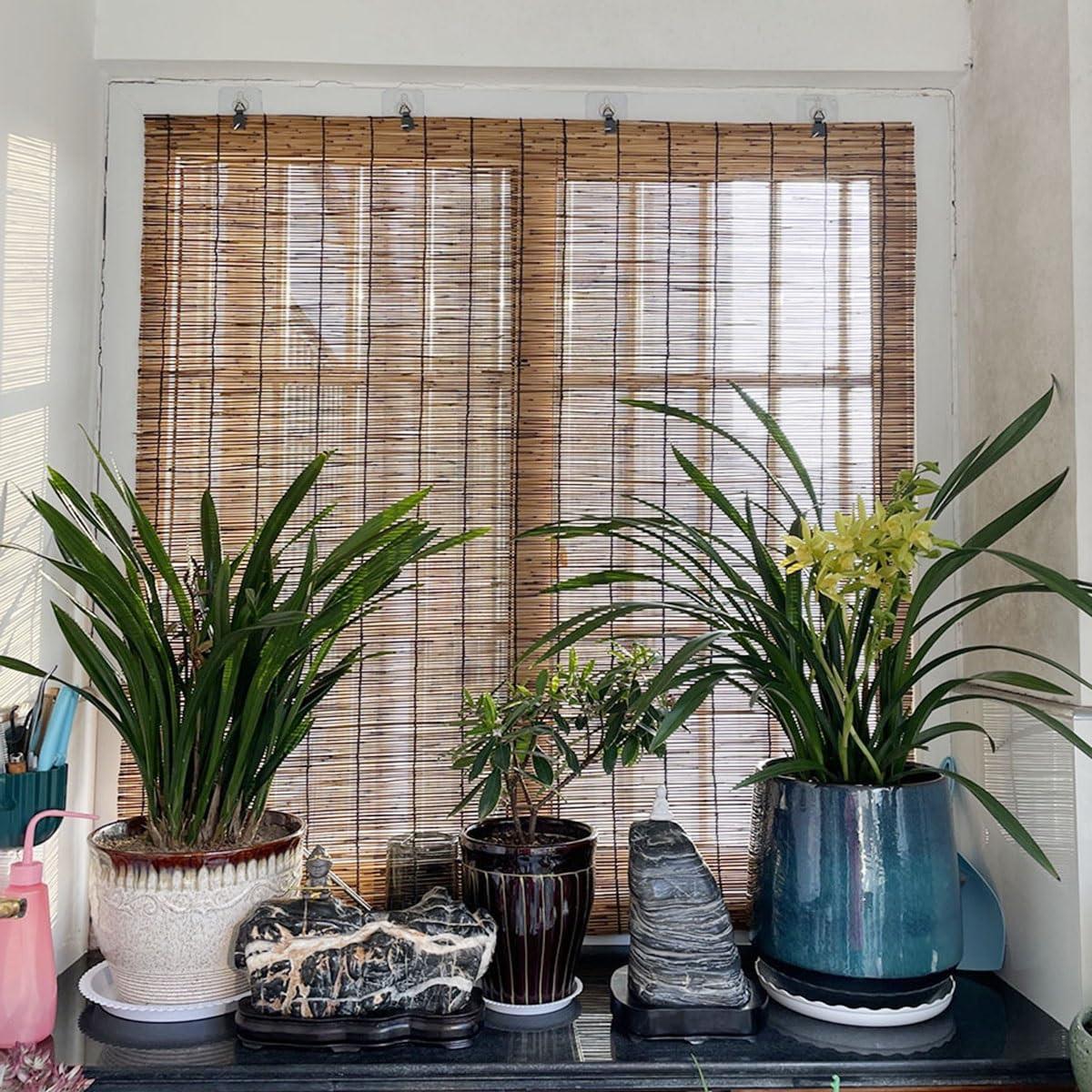 MObyat Bamboo Blinds for Outdoor Retro Bamboo Roller Shades Bamboo Roman Window Blind Sun Shade Blackout Roll Up Blinds for Window/Patio/Porch/Privacy Light Filtering Shades Cordless (Size : 64" L X 77" W