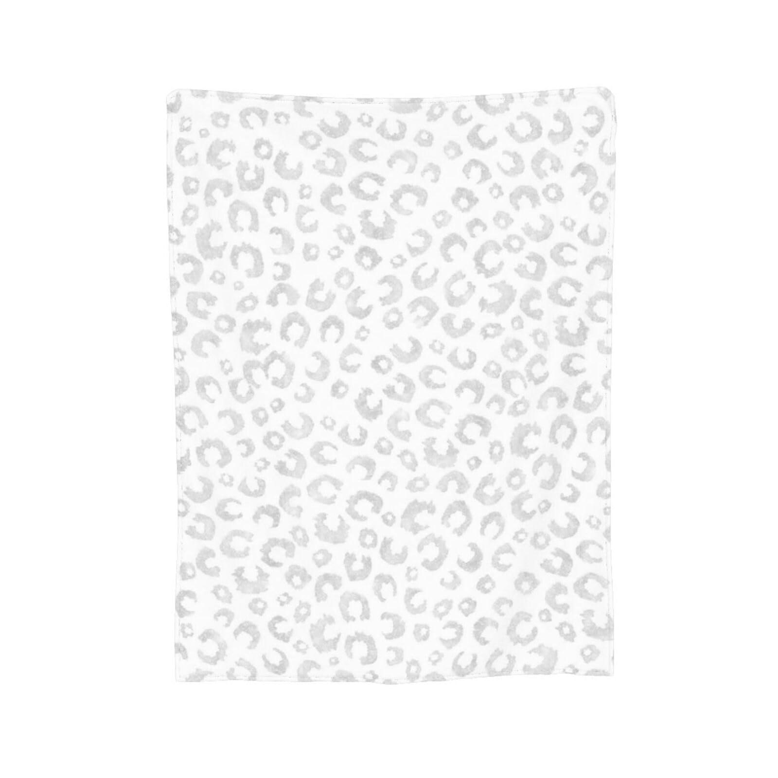 LMNSWDA Elegant White Silver Glitter Leopard Animal Print Versatile Ultra Soft Flannel Fleece Throw Blanket for Couch, Sofa, and Bed Seasons, Travel, Work, and Gifting to Adults and Kids 60\"x50\"