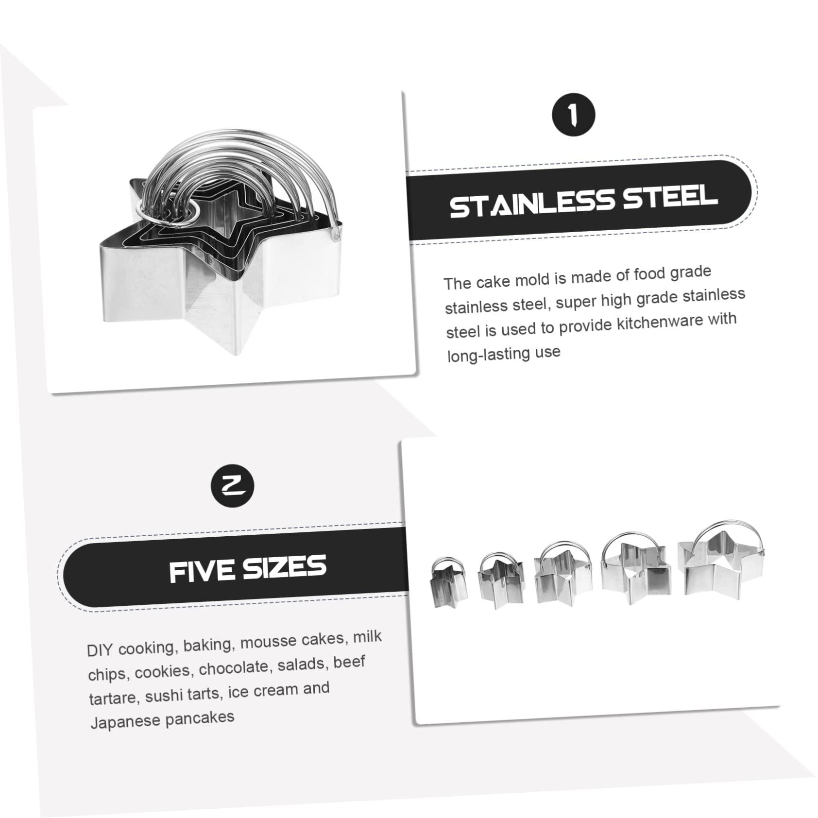 PRETYZOOM PRETYZOOM Biscuit Mold Set 5 Pcs Star Cookie Cutters Baking Molds for Biscuits Stainless Steel Cookie Cutter Shape for Fondant Crafts