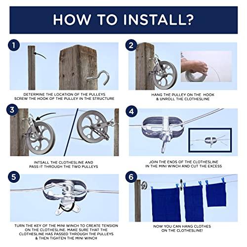 Strata Strata 150 Feet Clothesline Outdoor Heavy Duty Galvanized Wire Steel Cable, Mocha PVC Coating - Clothes Line Wires for Outside Laundry Drying