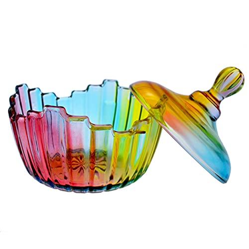 SOCOSY SOCOSY Royal Rainbow Candy Shape Clear Glass Apothecary Jar Candy Jar Wedding Candy Buffet Jars Food Jar with Lid (10oz/27oz)