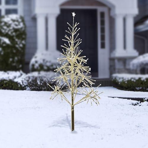 Alpine Corporation Alpine Corporation 53" H Indoor/Outdoor Artificial Christmas Tree with LED Lights, Gold, Christmas Decoration