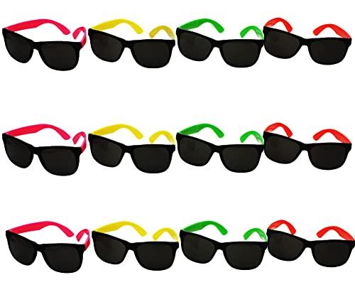 Funny Party Hats Funny Party Hats Neon Party Supplies - Fedora Party Hats with Party Sunglasses - Gangster Party - 24 Pc Set