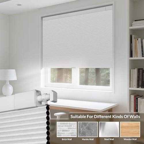 Boolegon Boolegon No Drill Blinds for Windows Blackout Cellular Shades Cordless No Tools Honeycomb Pull Down Blinds Easy Install No Screws Cellular Blinds for Door, Home, Beige, 34.5" W x 64" H