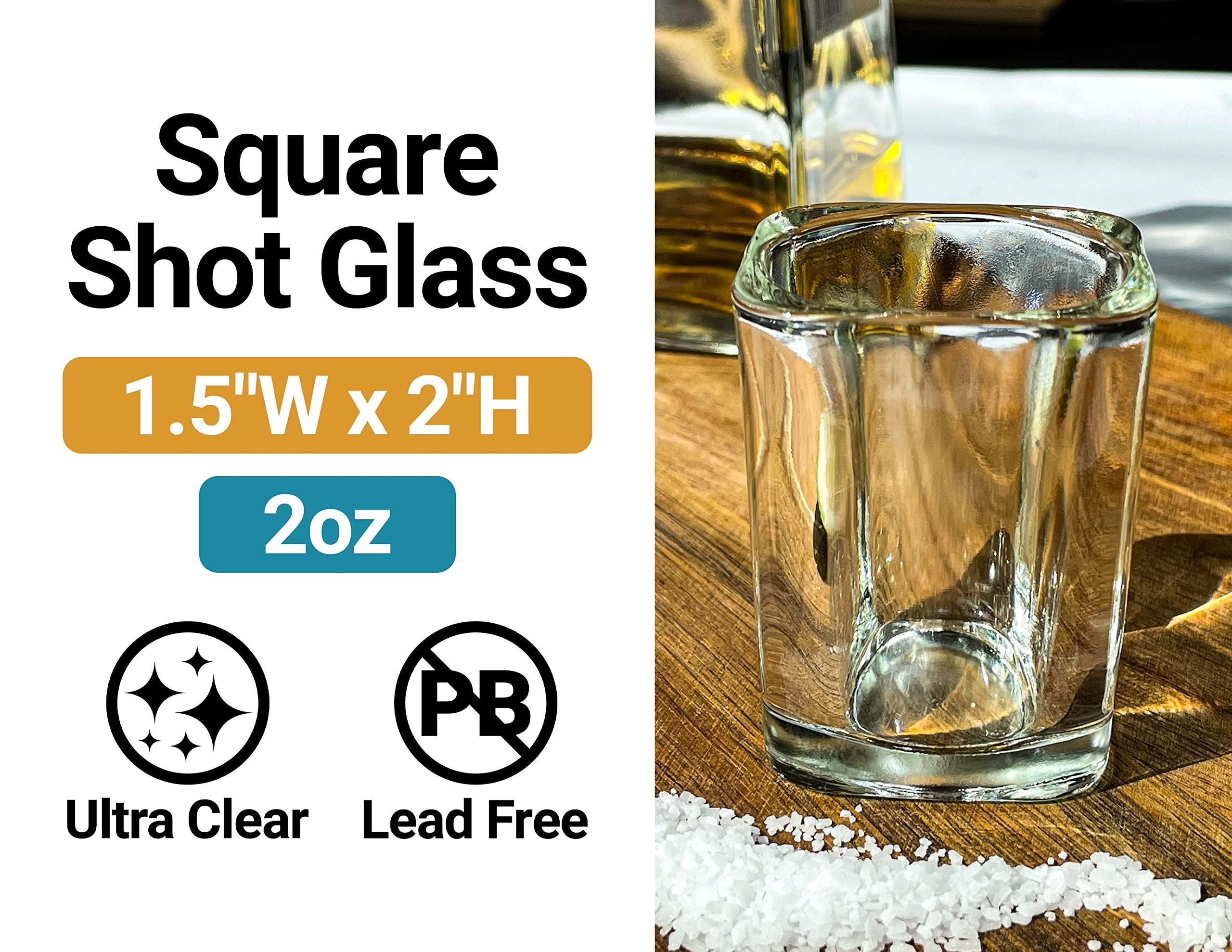 R and R Imports R and R Imports Guadalajara Mexico Souvenir 2 Ounce Shot Glass Square Red Base 2-Pack