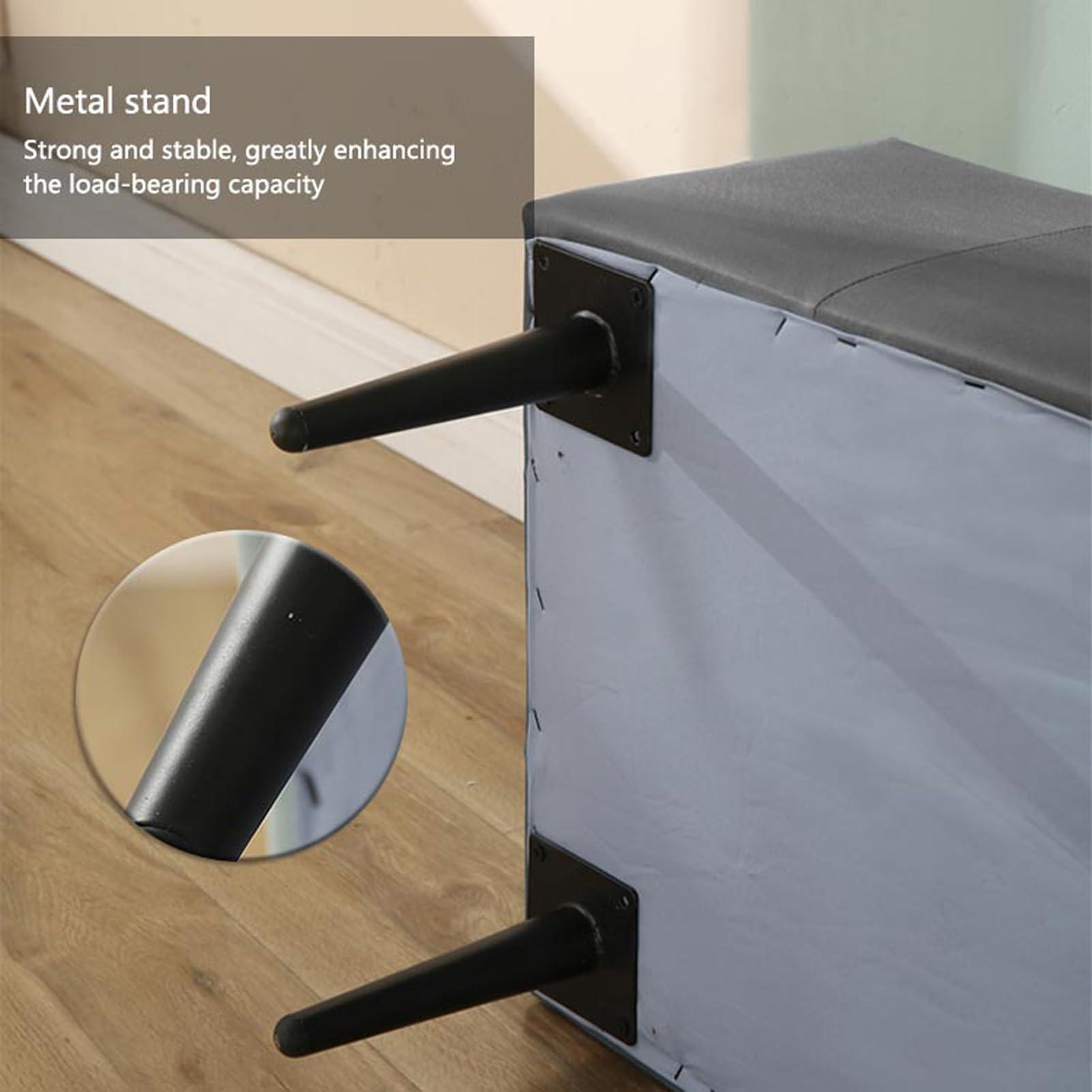 HomeLoft Basics Storage Ottoman Bench with Padded Seat Storage Chest with Metal Legs End of Bed Bench with Hidden Storage Upholstered Entryway Bench Footrest for Bedroom