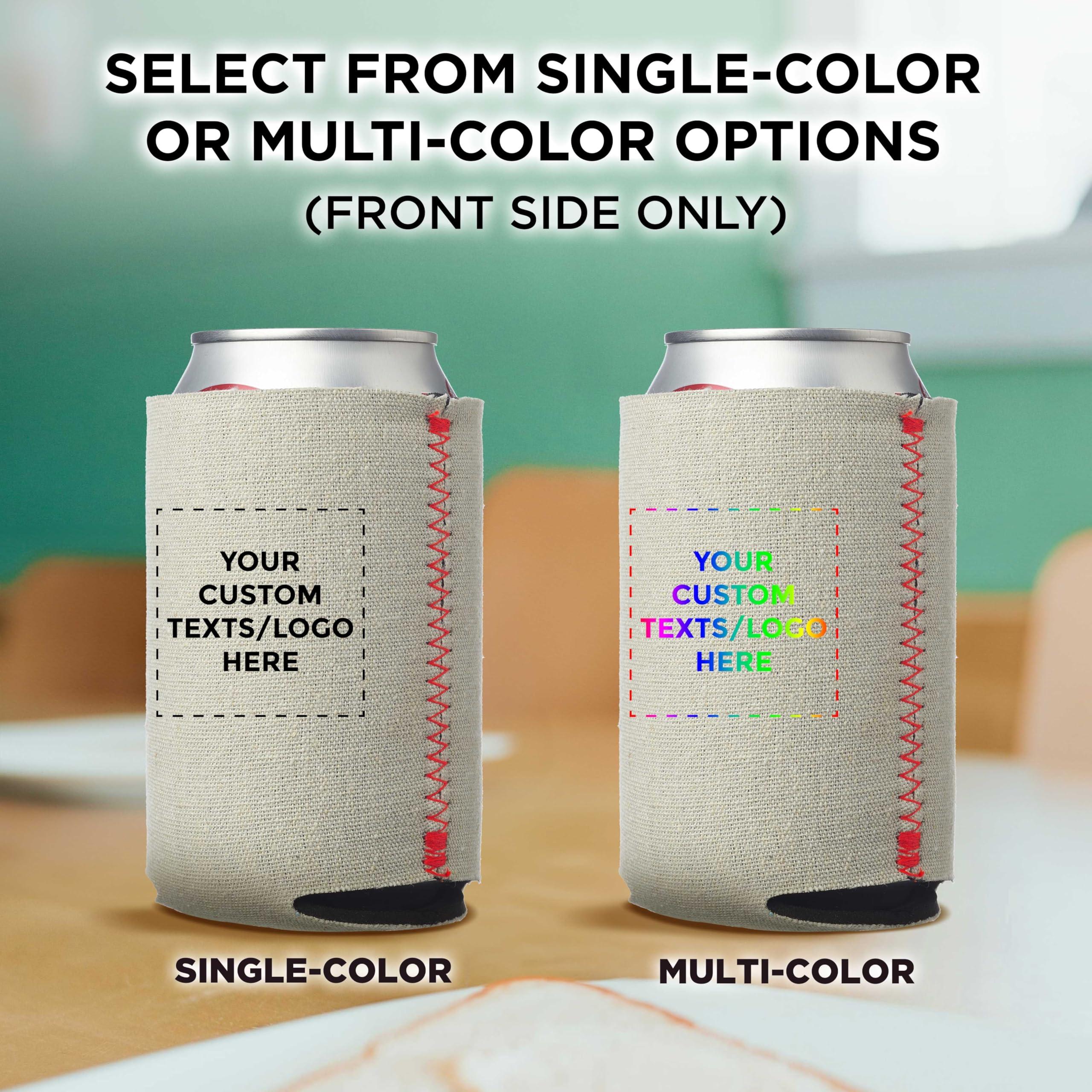DISCOUNT PROMOS DISCOUNT PROMOS Custom Collapsible Beer Can Coolers 3mm Set of 10, Personalized Bulk Pack - Great for Beer, Soda, Other Beverages - Canvas Red
