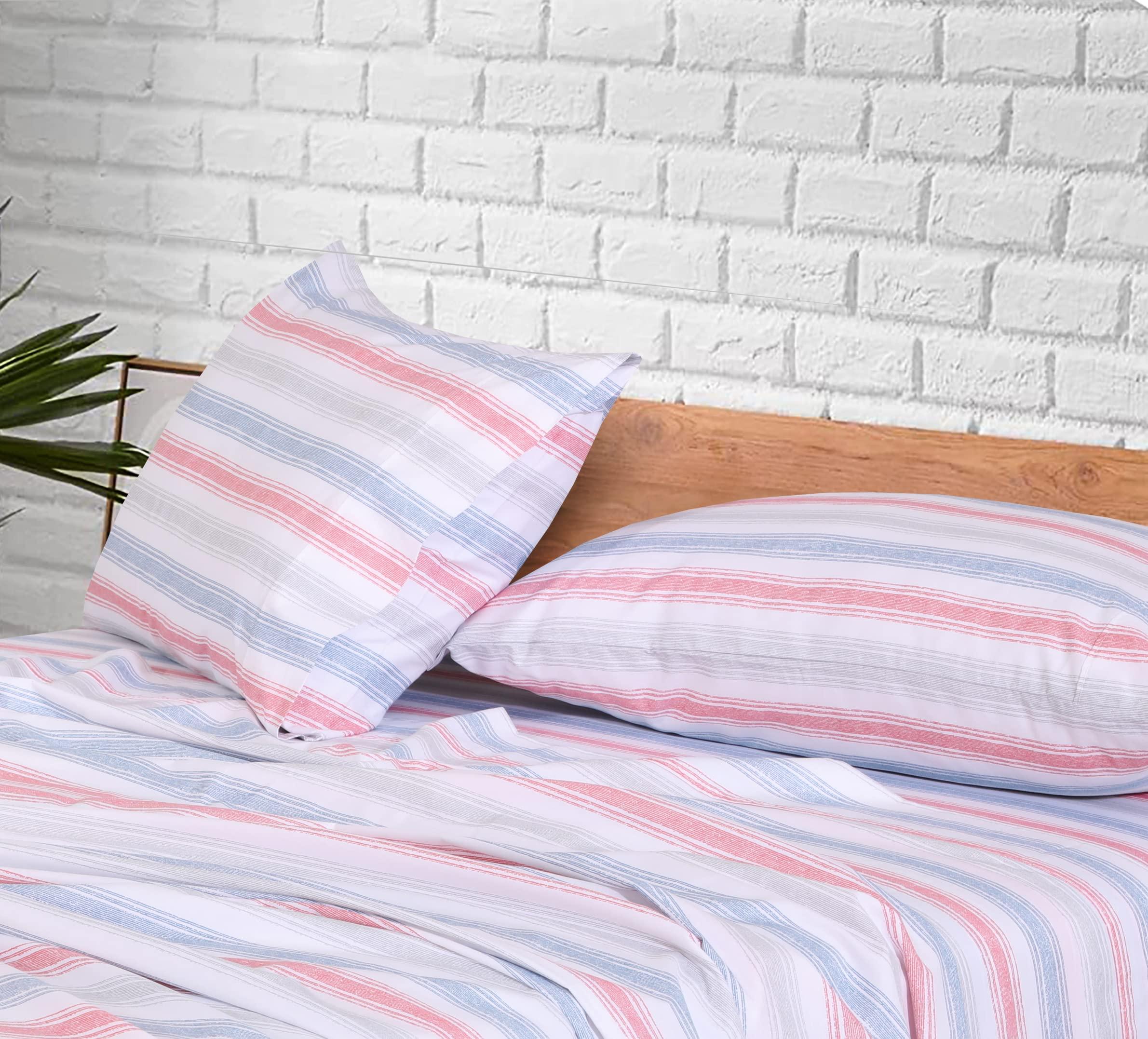 RUVANTI RUVANTI 100% Cotton Sheets - Crispy Cooling Percale Sheets for Twin XL Size Bed, Breathable & Durable Twin XL Sheet Set, 16 Inches Deep Pocket Sheets, Times, 3 Pieces