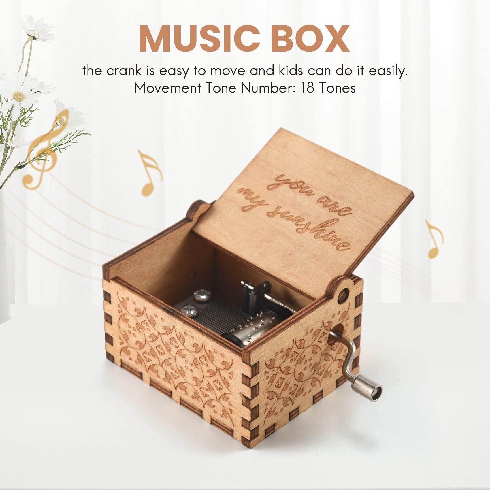 UYUME UYUME Music Box, Wood Music Boxes, Vintage Wooden Sunshine Musical Box Gifts for Birthday/Christmas/Valentine\'s Day