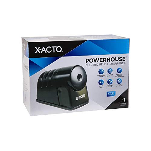 X-Acto X-Acto 2012688 Model 1799 Powerhouse Heavy-Duty Electric Pencil Sharpener, Black, Quiet Operation, Hardened Helical Cutter for Maximum Precision and Durability, Suction Cup Feet for Safety