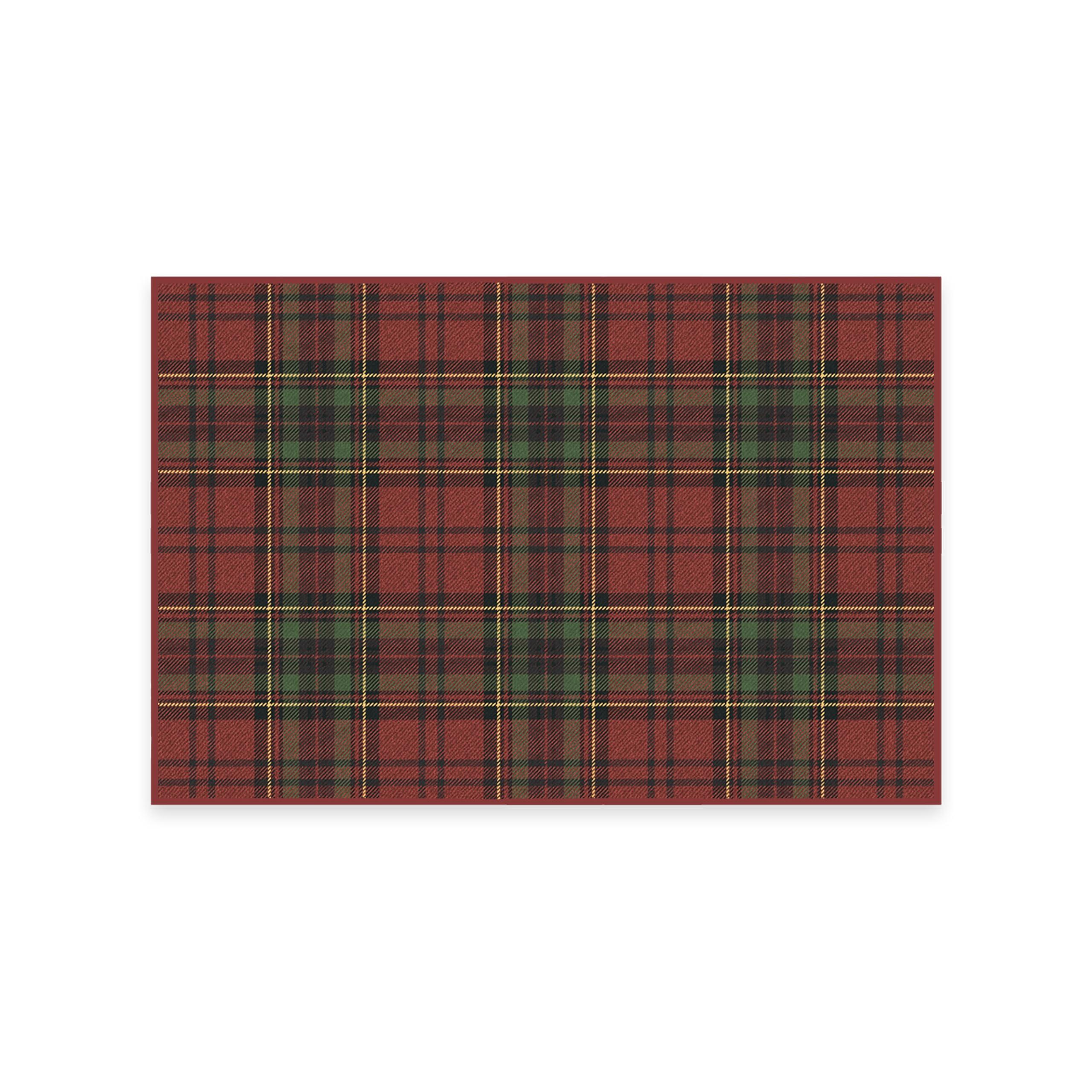 RUGGABLE Ruggable Washable 2x3 Area Rug, Plaid, Premium Winter Rugs for Living Room, Bedroom, Kitchen, Office, Classroom with Gripper Non Slip Pad, Dress Stewart Tartan Red
