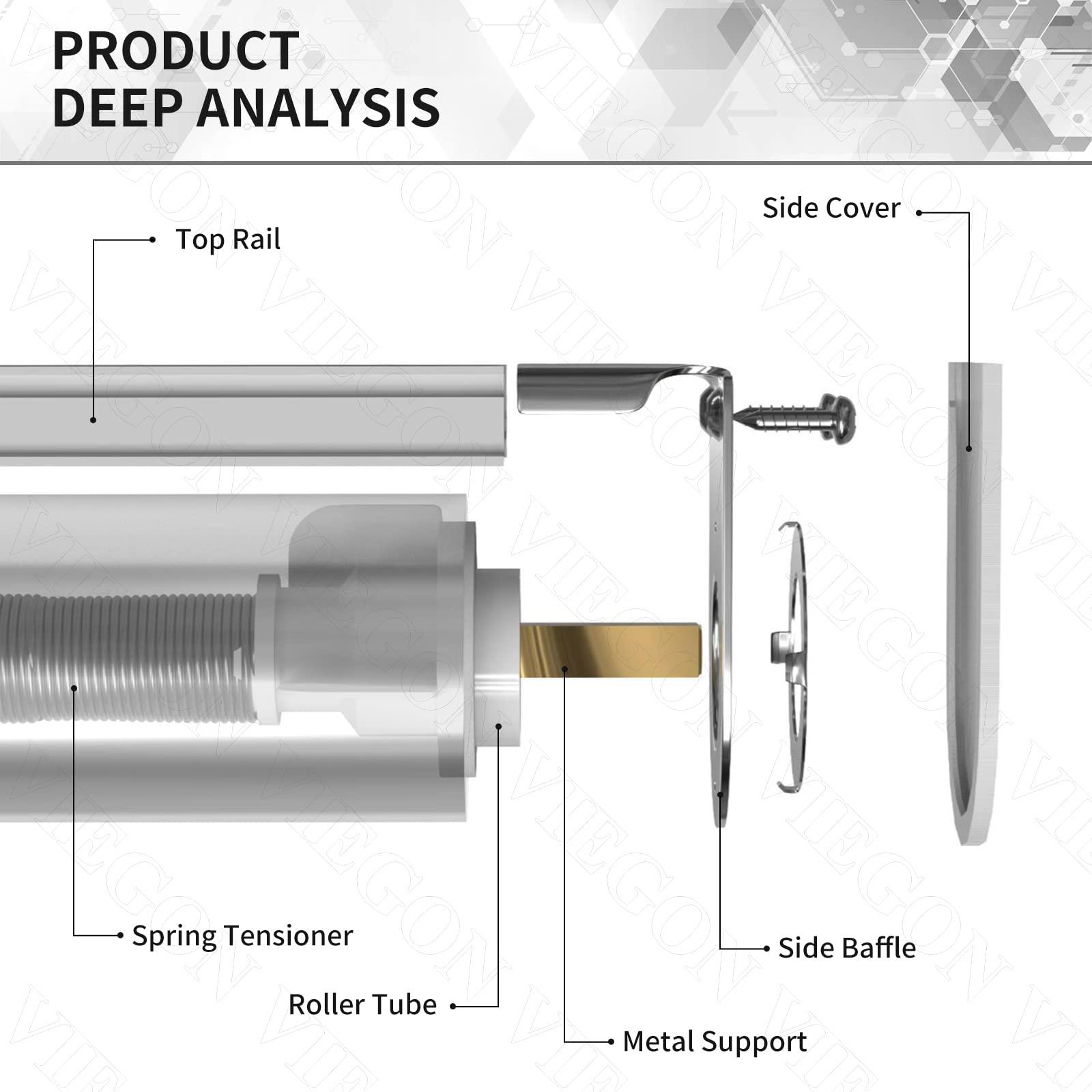 Viegon Blackout Blinds for Windows Roller Blinds with Thermal Insulated & Anti-UV 100% Black Out Window Blinds for Bedroom, Easy to Install & Cordless[White,30" Customize]