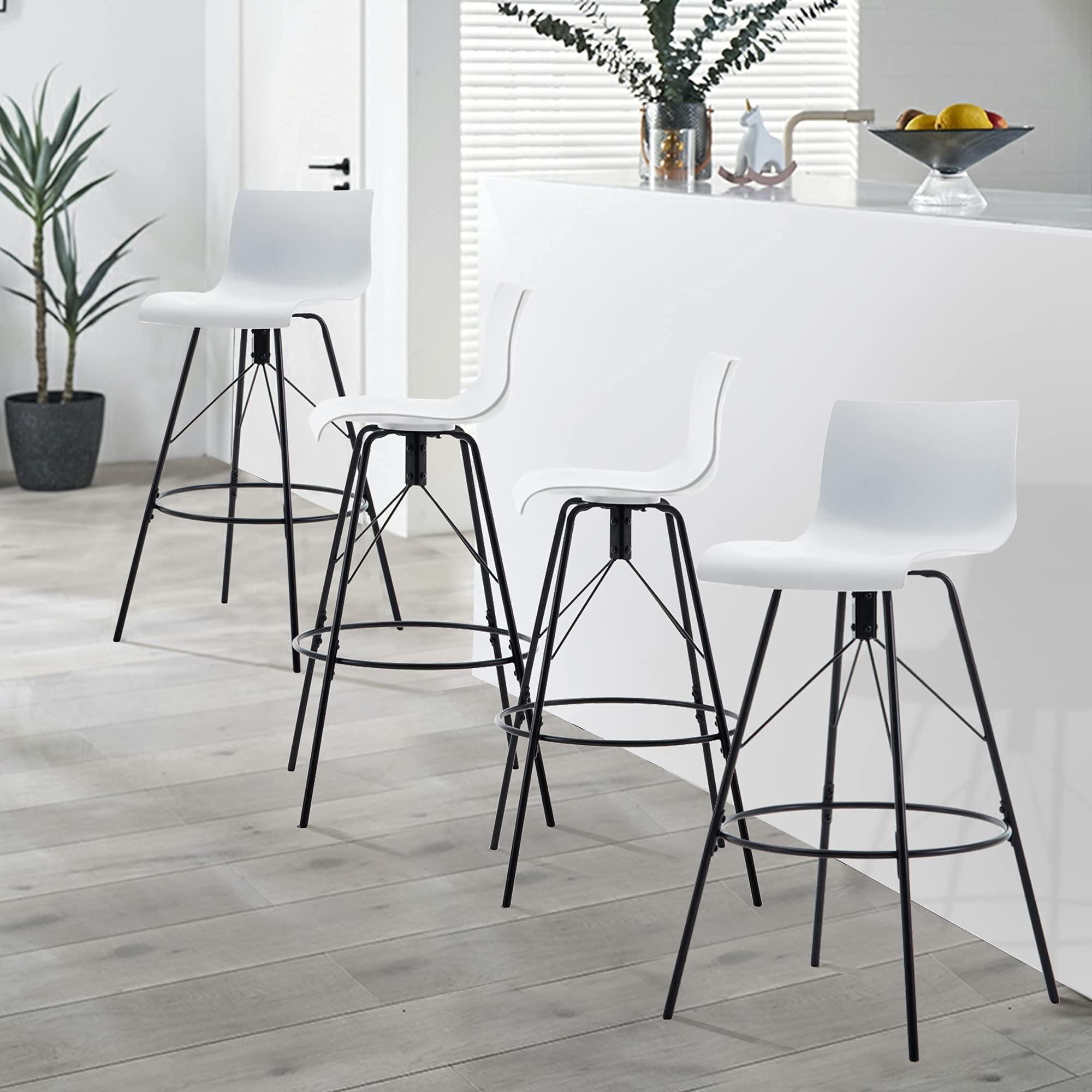 Changjie Furniture Changjie Furniture Swivel Bar Stools Set of 4 Counter Height Stools Modern Side Chairs Pub Chairs for Kitchen 26 inch, White