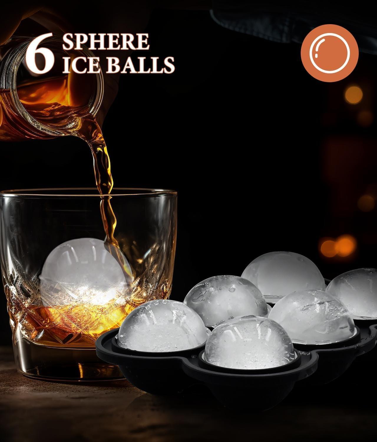 DclobTop Dclobtop Ice Cube Trays and Ice Molds, Silicone Ice Cube Molds for Freezer with Lid, Diamond & Sphere Ice Ball Maker & Square Ice Cube Maker for Whiskey, Cocktails and Homemade, Reusable