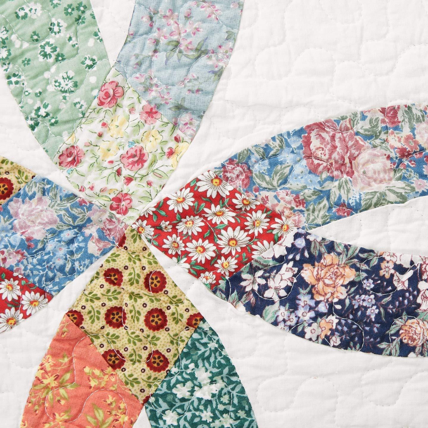 C&F Home C&F Home Heritage Double Wedding Ring Luxury Vintage Patchwork Twin Sham 2 Piece Machine Washable Quilt 100% Cotton Lightweight Reversible Bedspread Coverlet Set Twin 2 Piece Set White