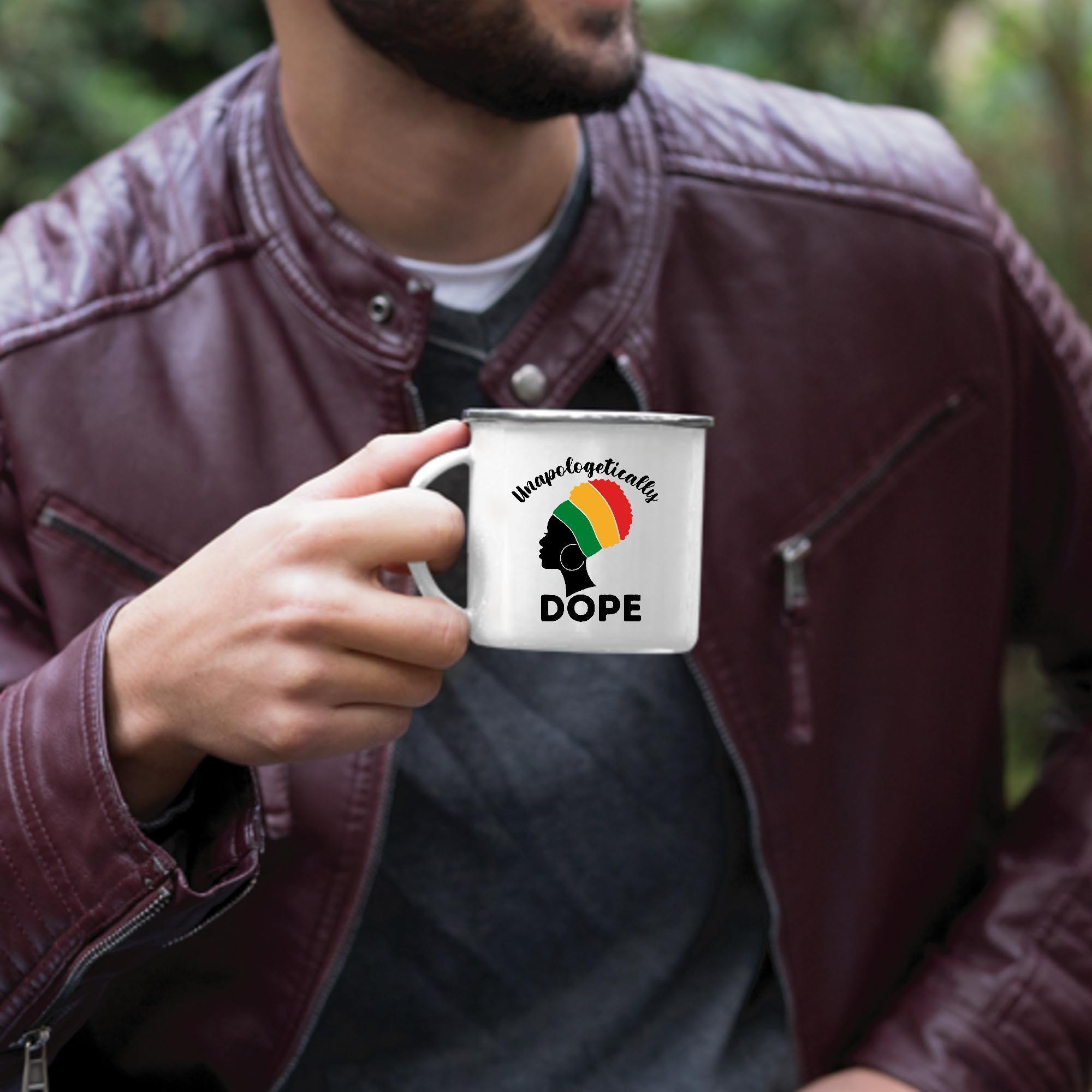 Generic Gifts for Afro Women Black Queen Lives Matter Magic Proud Black Woman Unapologetically Dope 12oz Enamel Silver Mug