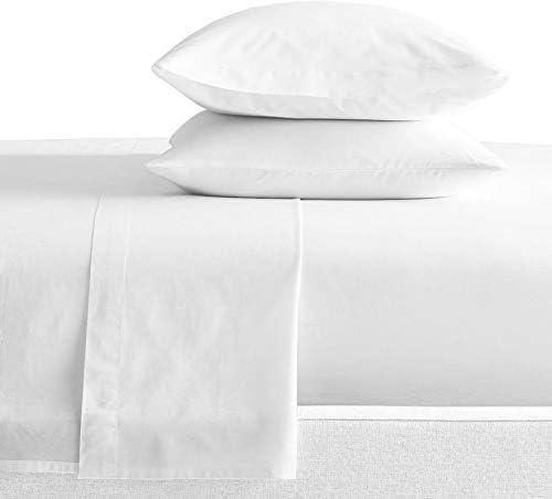 Elf Linen Elf Linen Luxurious 1500 Thread Count Italian Finish 100% Egyptian Cotton 4-Piece Bed Sheet Set, Queen, White Solid Pattern (Fits Mattress Up to 24-26\" Deep Pocket)