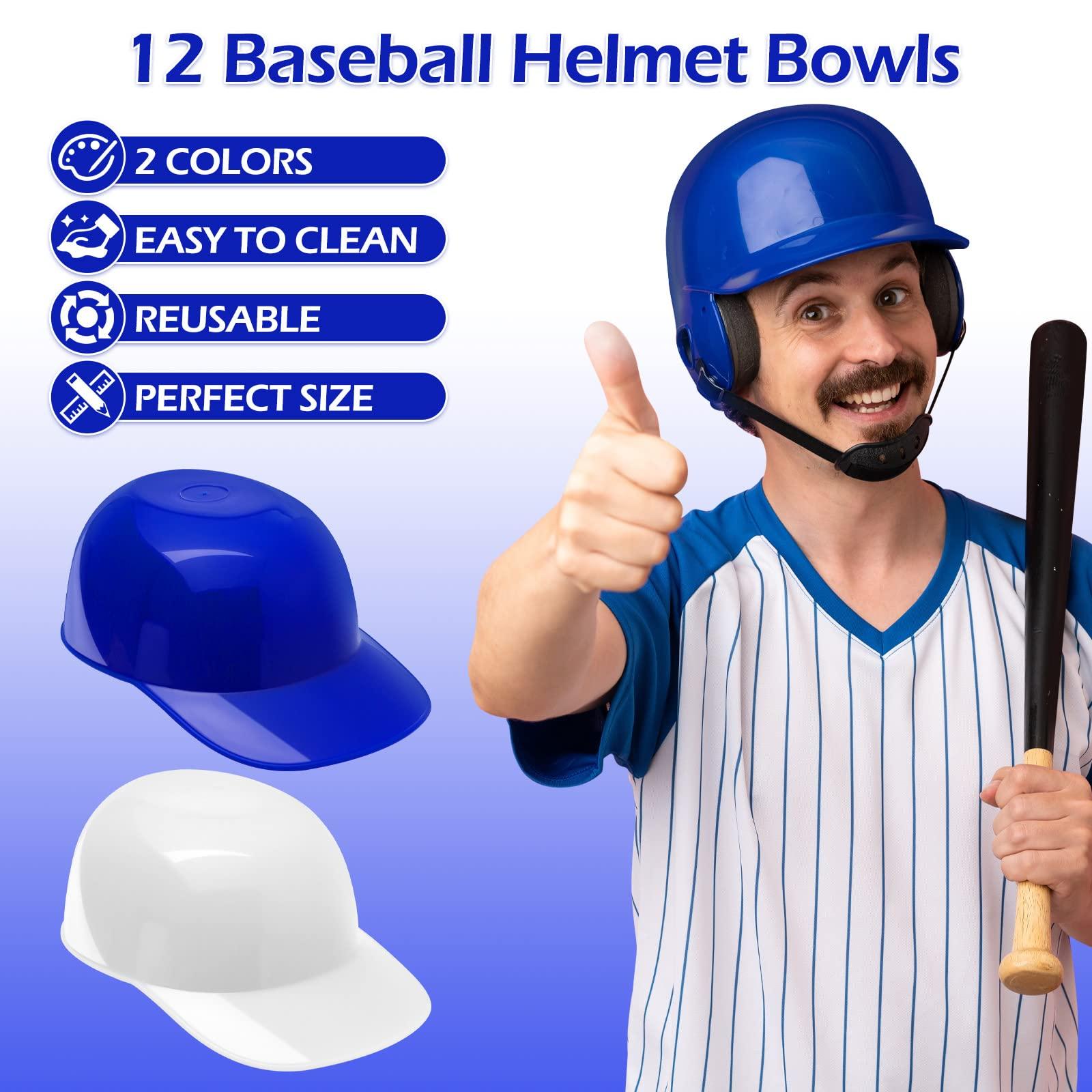RONRONS RONRONS 12 Pieces Baseball Helmet Ice Cream Bowls 8 oz Mini Baseball Cap Snack Bowls Plastic Sundae Bowl Kids Chip Cups for Party Dessert Supplies