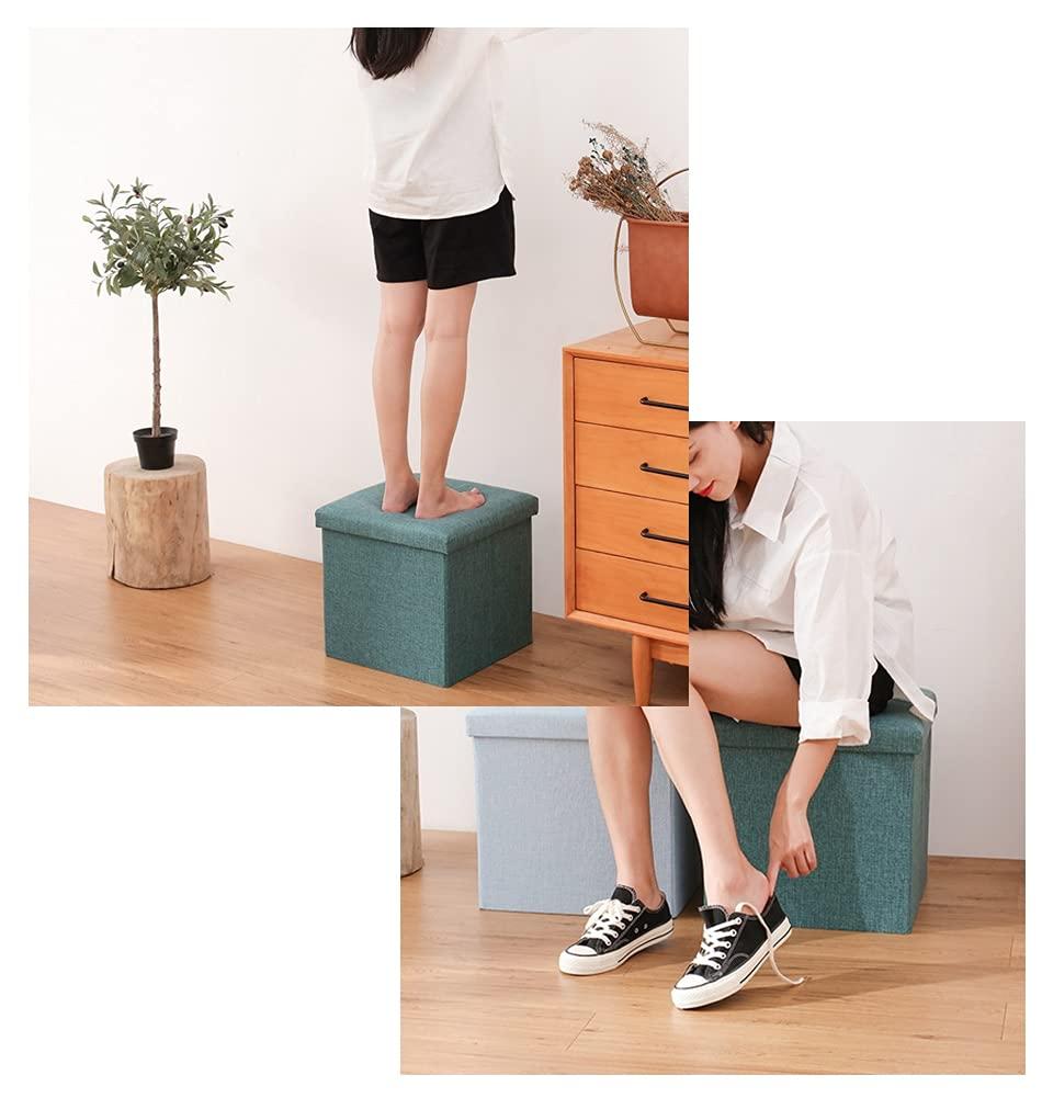 yangjie Storage Ottoman Cube Foot Stools and Ottomans with Storage Ottoman Footstool Toy Footrest Step Stool Folding Ottoman Cube Seat for Space Saving Comfortable Seat (Color : Pink, Size : 76X38X38cm)