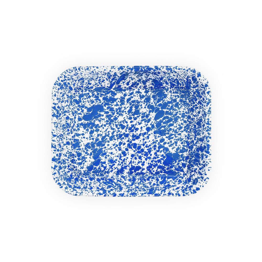 Crow Canyon Home Enamelware Large Open Roaster, 13 x 10 inches, Blue/White Splatter